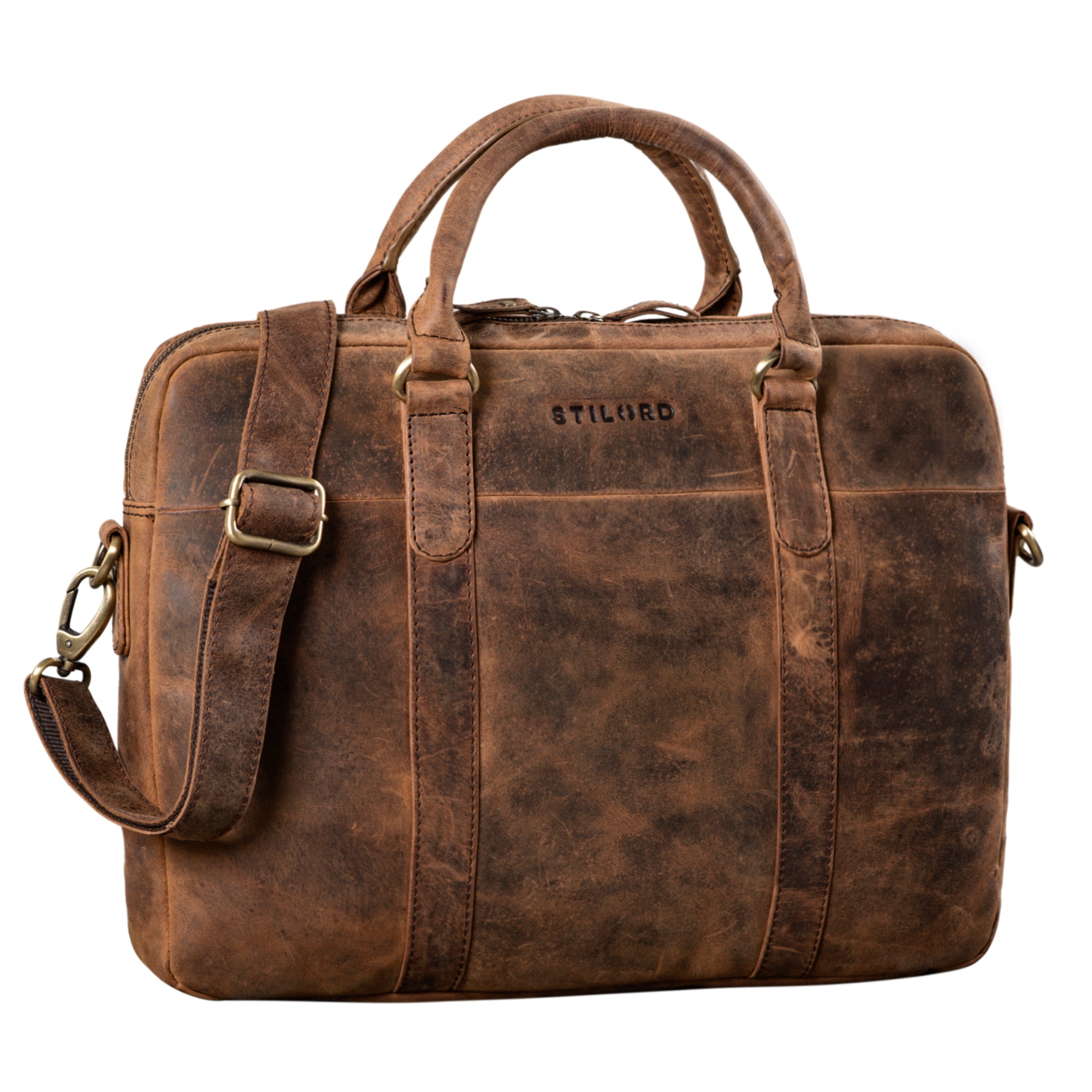 Aktentasche DIN-A4 zum umhaengen Business-Tasche hell-braun Herren medium