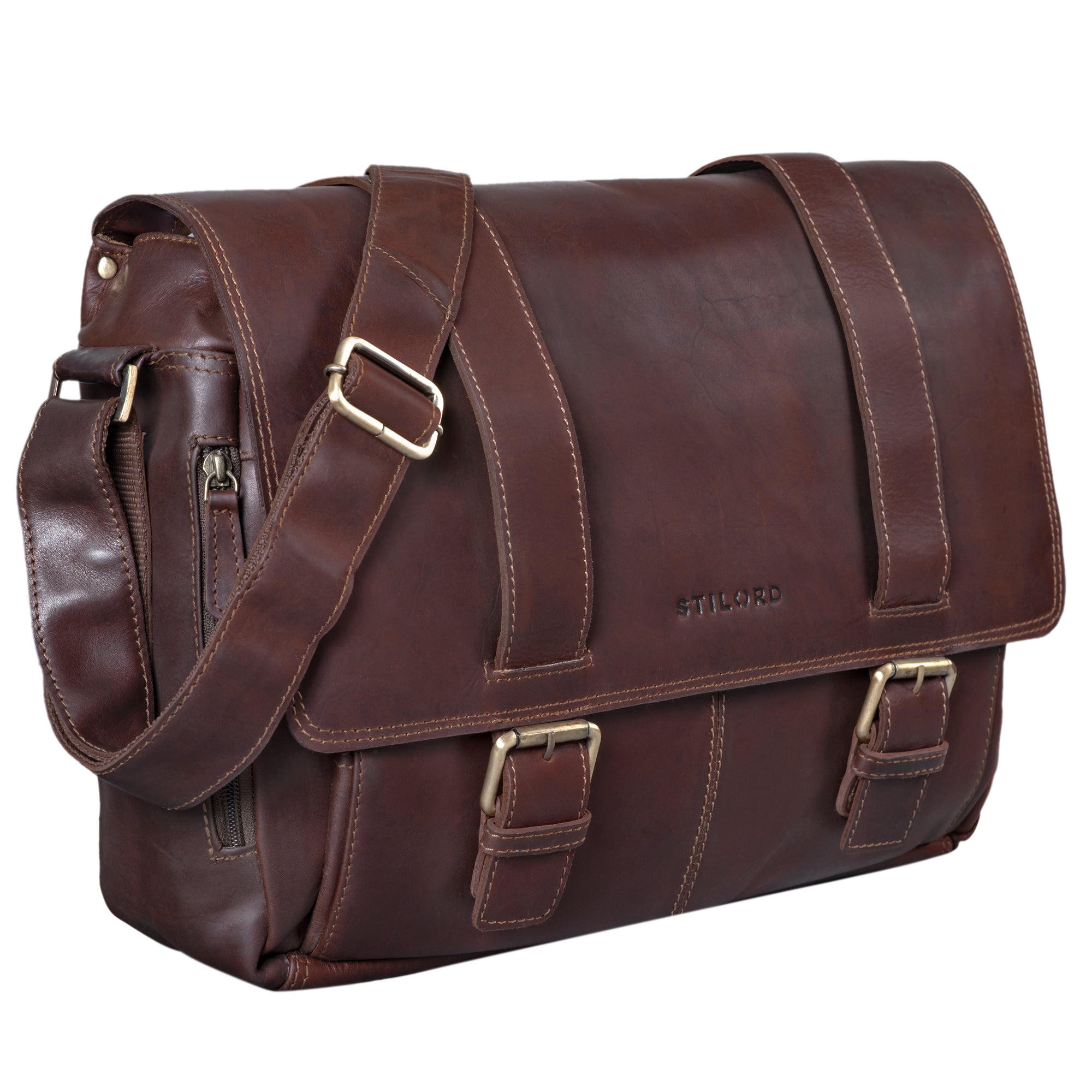 Braune Leder Aktentasche zum Umhängen Vintage