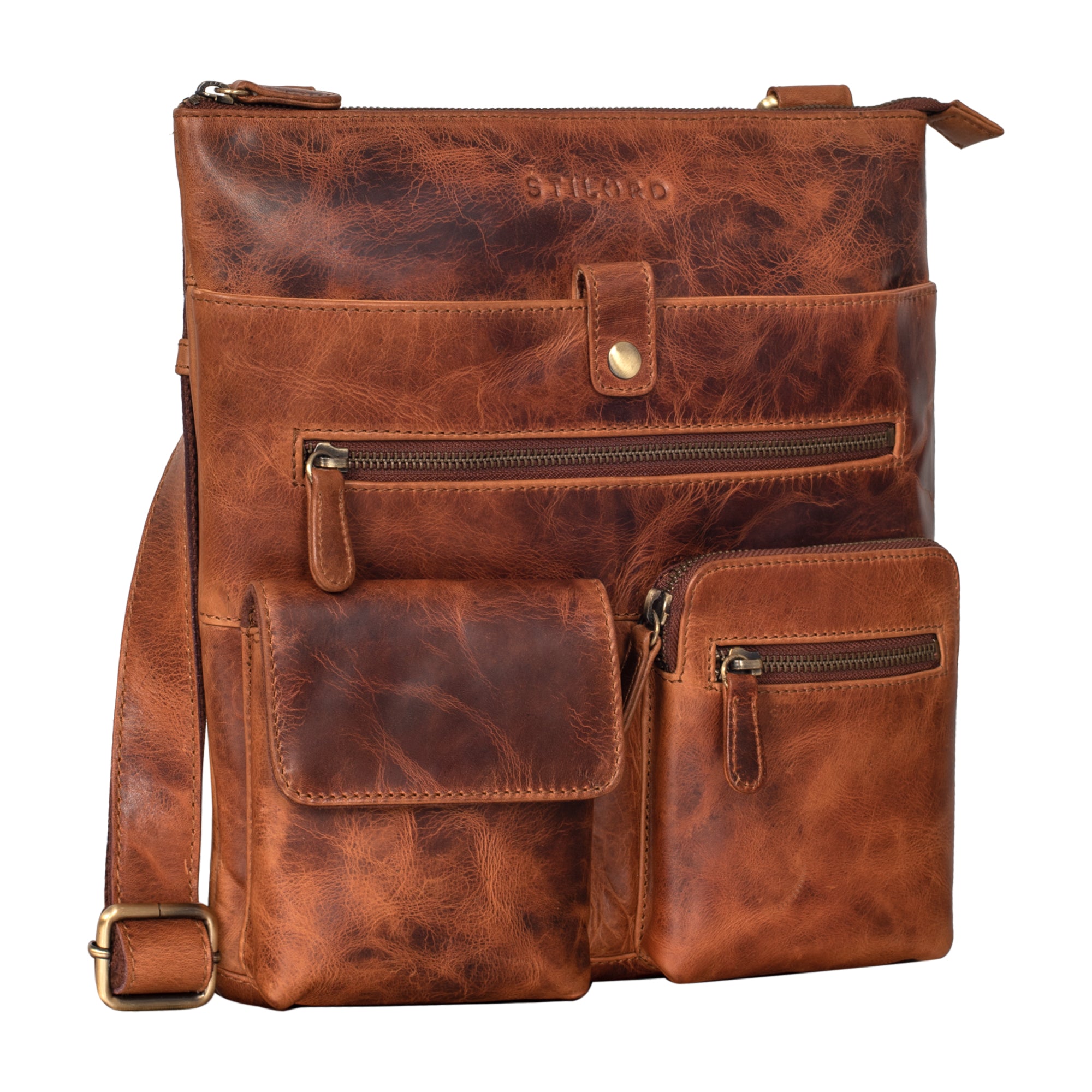 Ledertasche Vintage in Cognac