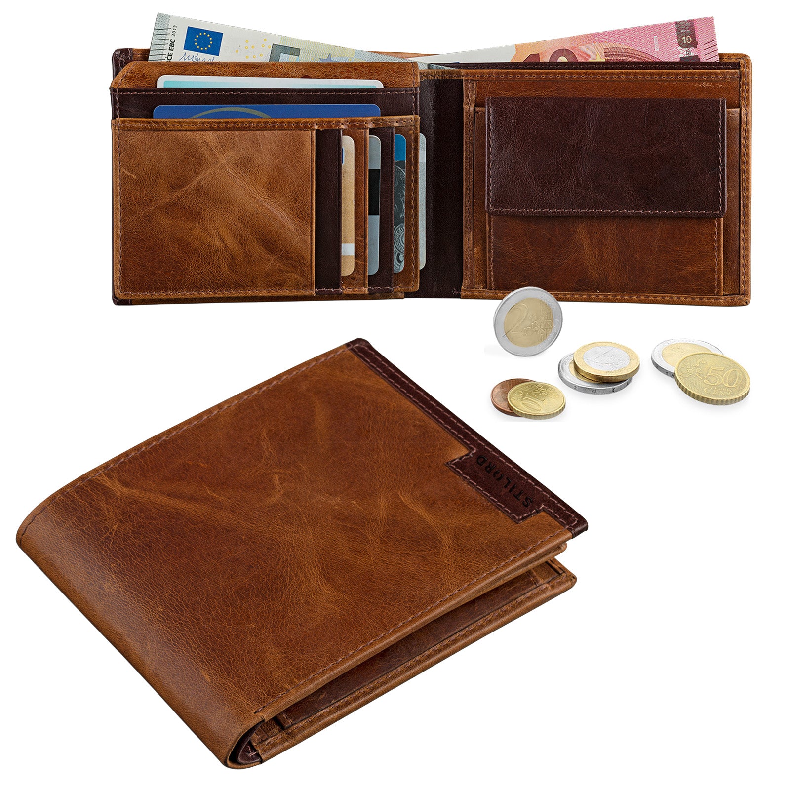 Vintage Herren Portemonnaie Leder braun