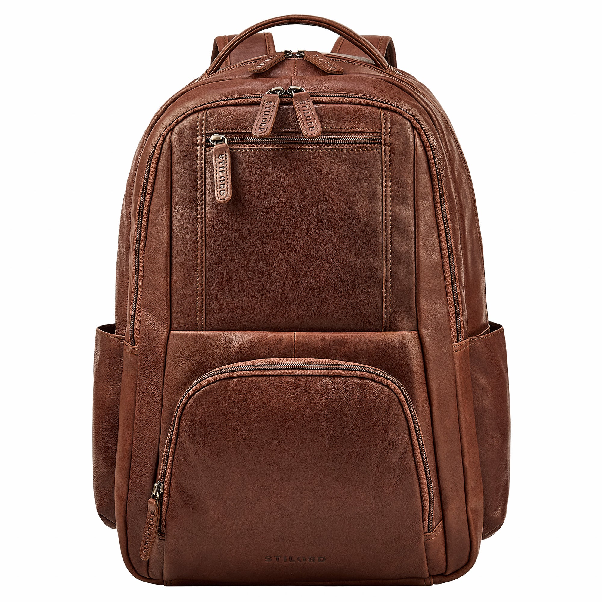 Großer Business Rucksack Herren Leder Braun mit Laptopfach 16 Zoll