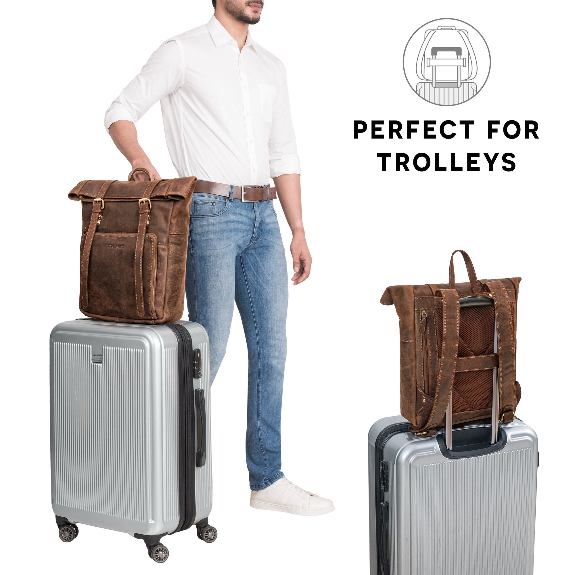 leder rucksack für die arbeit braun reisen