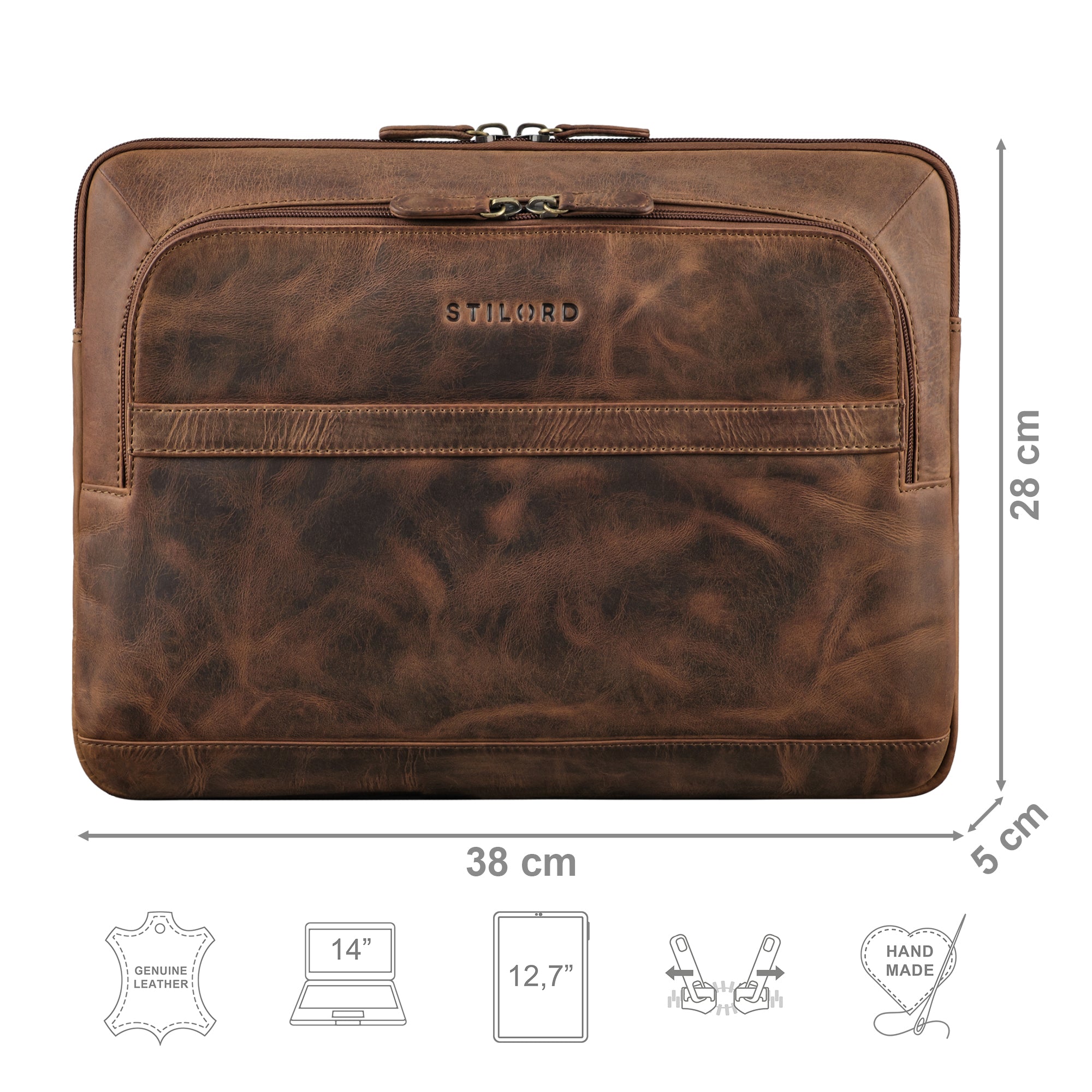 Damen Laptoptasche Leder 14 Zoll braun