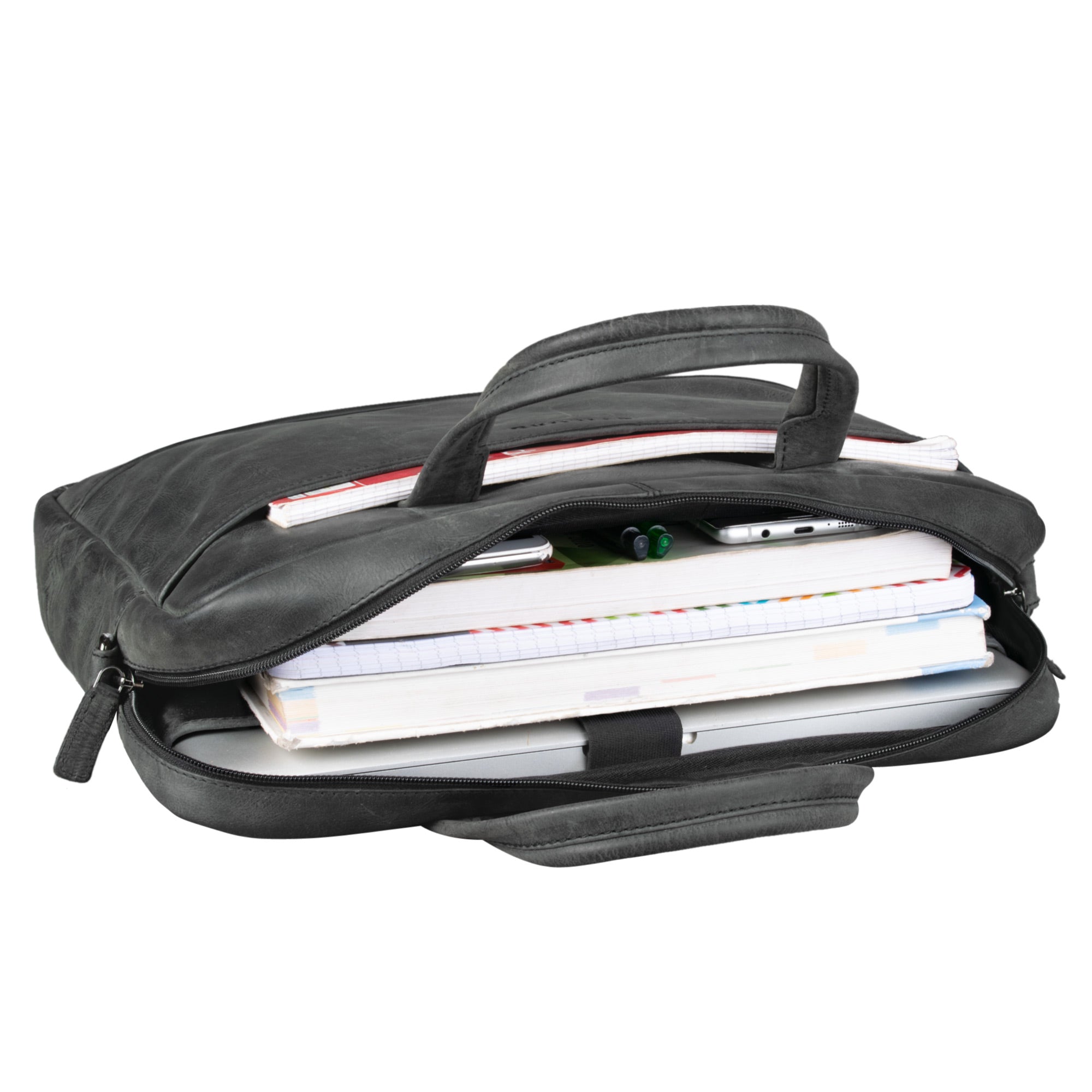 Businesstasche Leder 15.6 Zoll grau