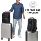 Rucksack mit Trolley Befestigung schwarz Leder