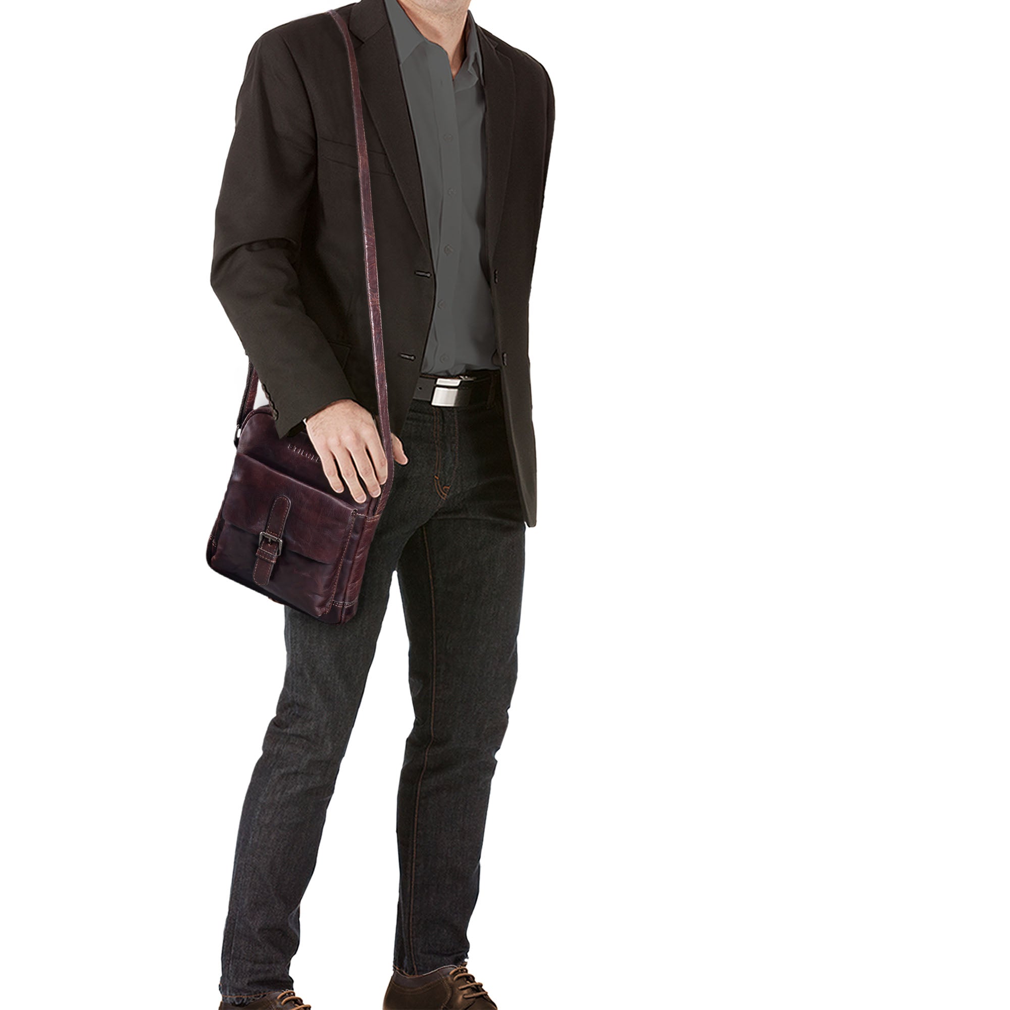 Kleine Herrentasche Leder braun