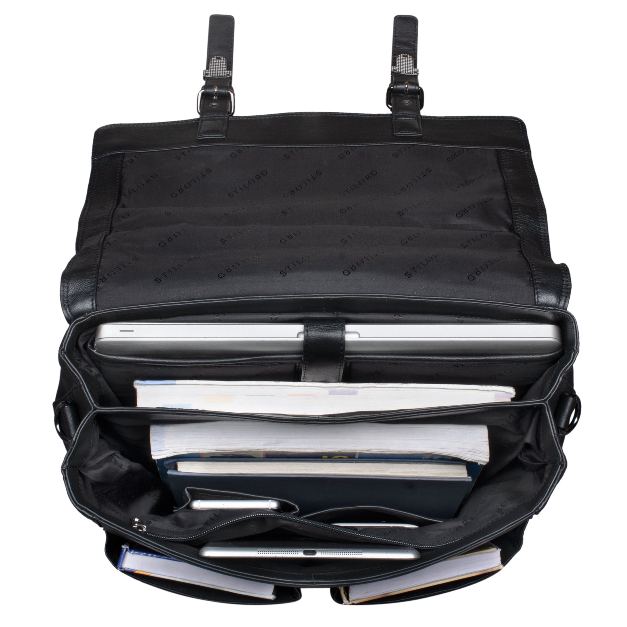 Laptoptasche 15.6 Zoll Businesstasche Leder schwarz