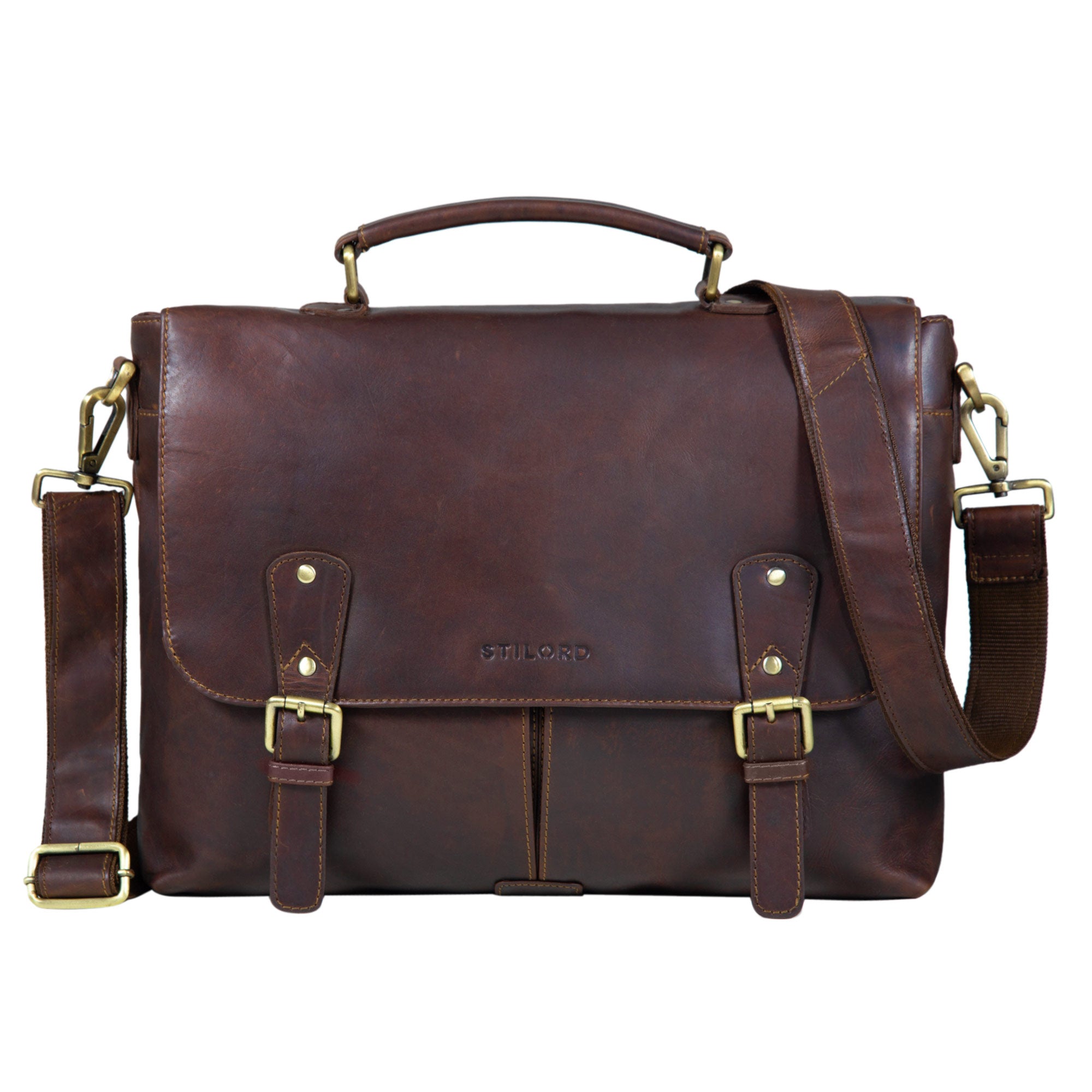 Ledertasche Aktentasche dunkel cognac