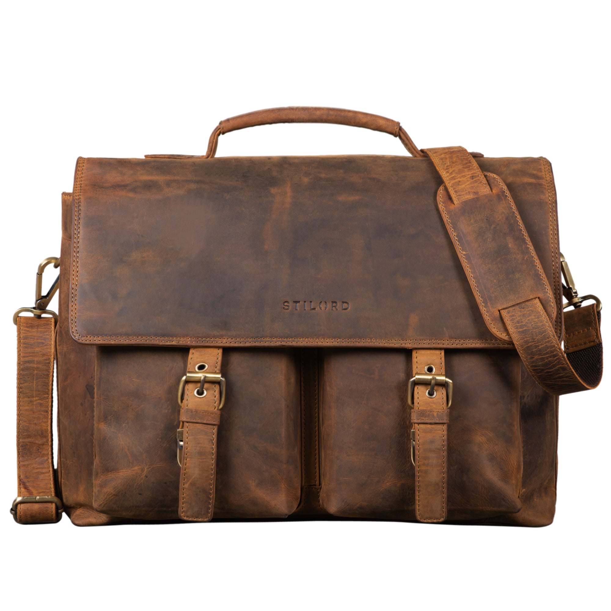 Große Aktentasche aus echtem Leder Vintage