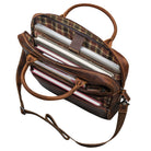 Große Schultertasche Leder braun mit vielen Fächern