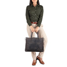 Ledertasche Flach dunkelbraun
