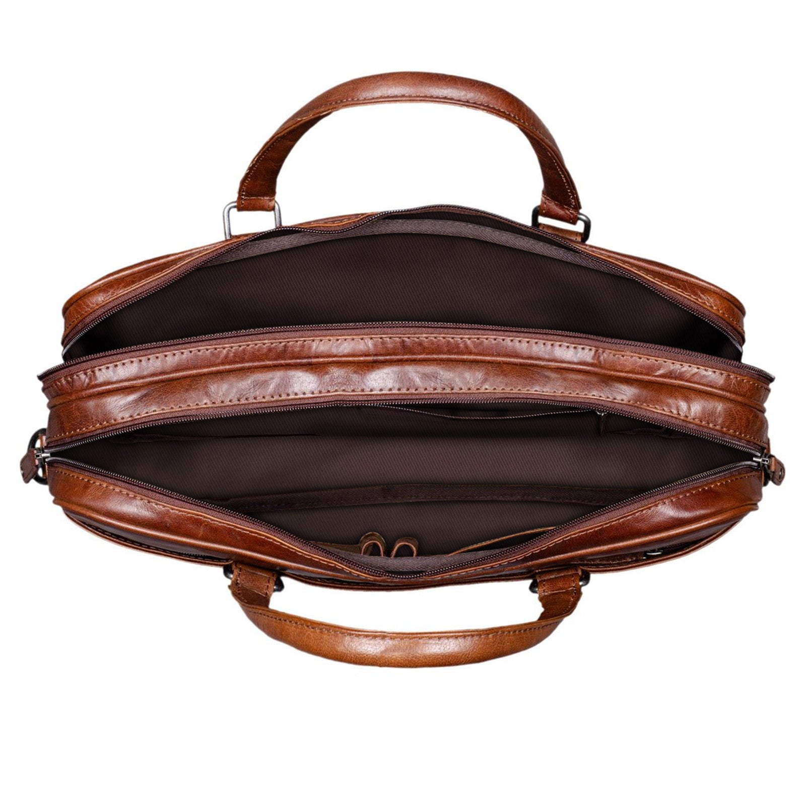 Ledertasche mit Schultergurt braun