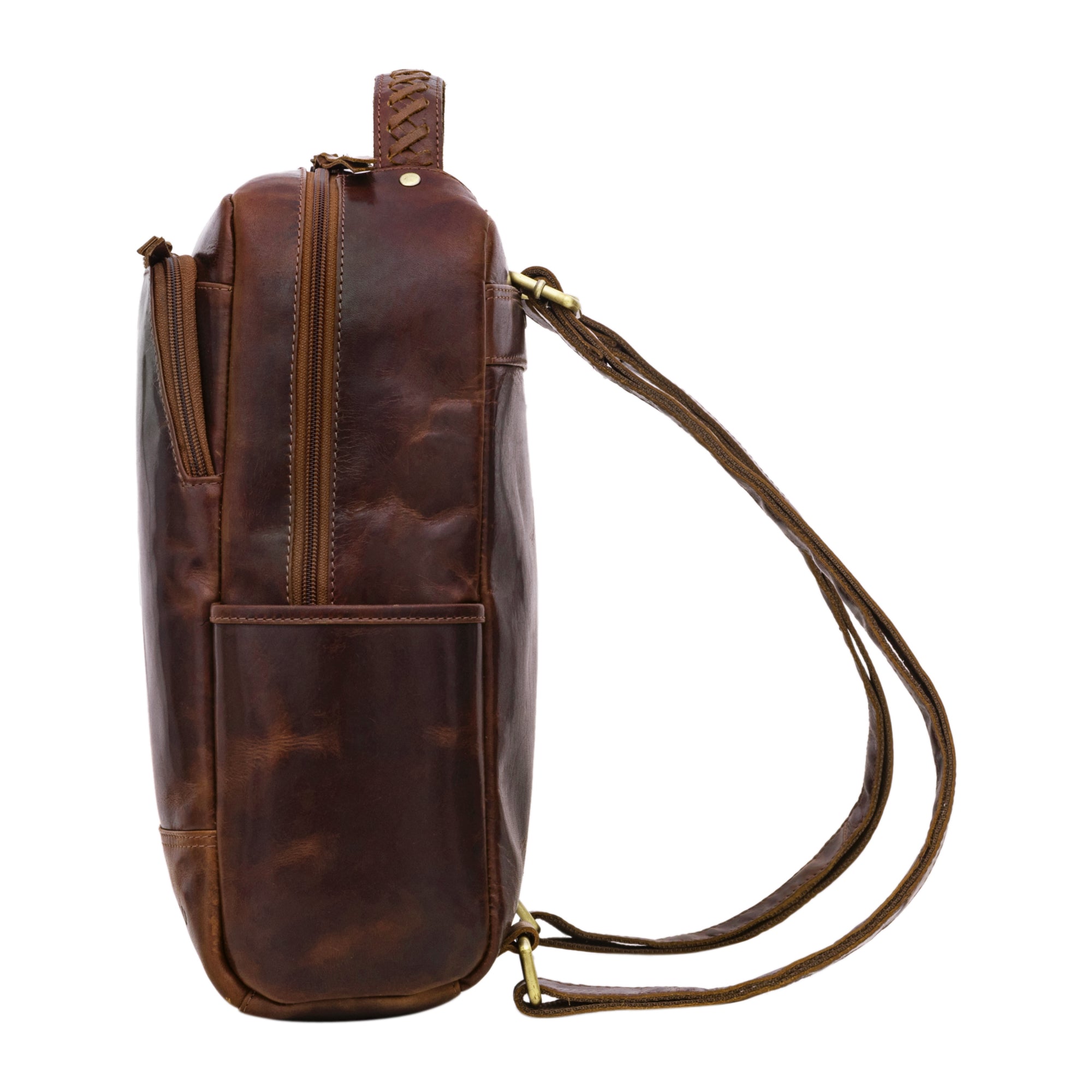 Cityrucksack Damen Herren Leder braun