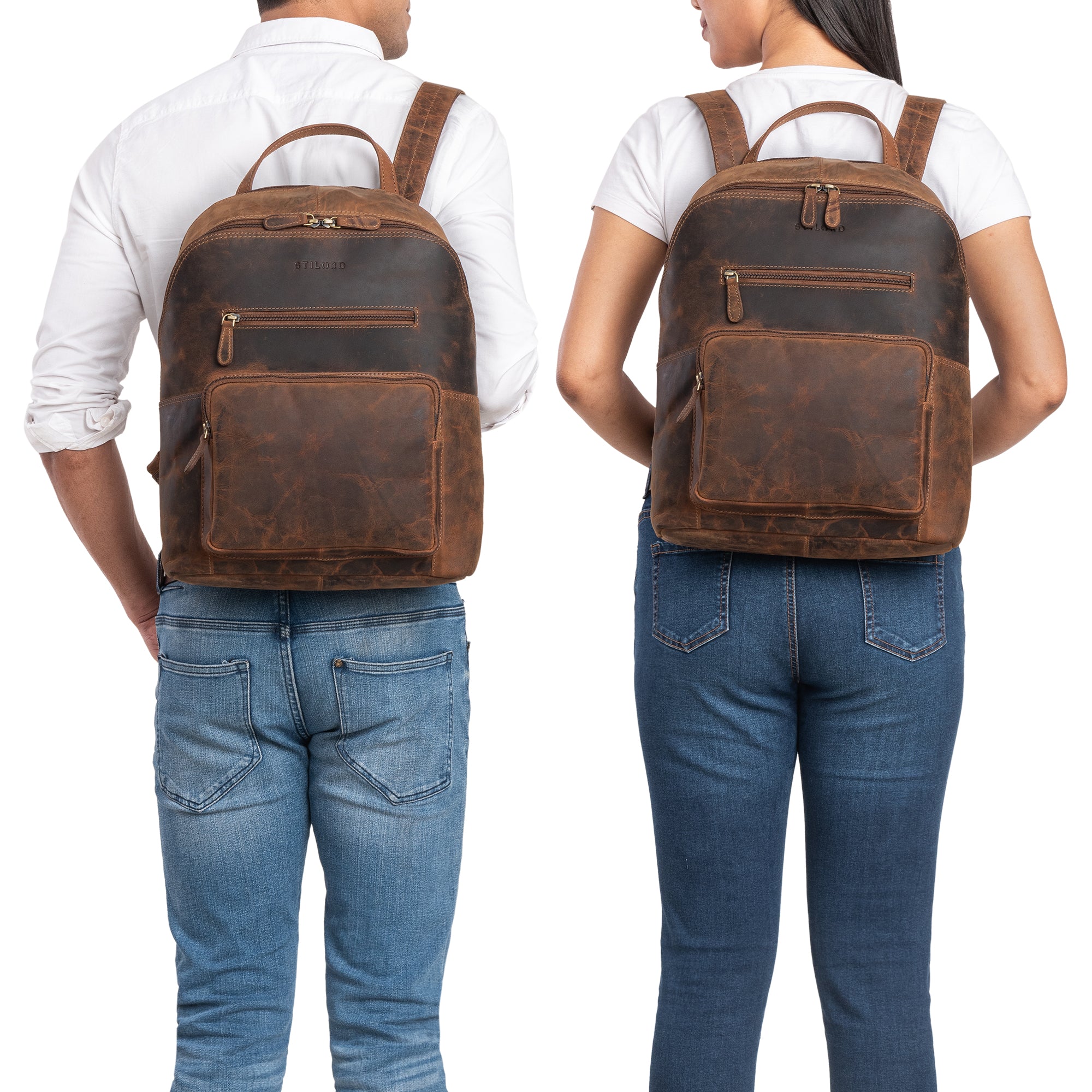 Laptoprucksack Leder 17 Zoll Braun