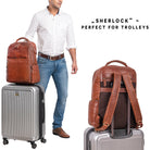 Lederrucksack braun für Trolley