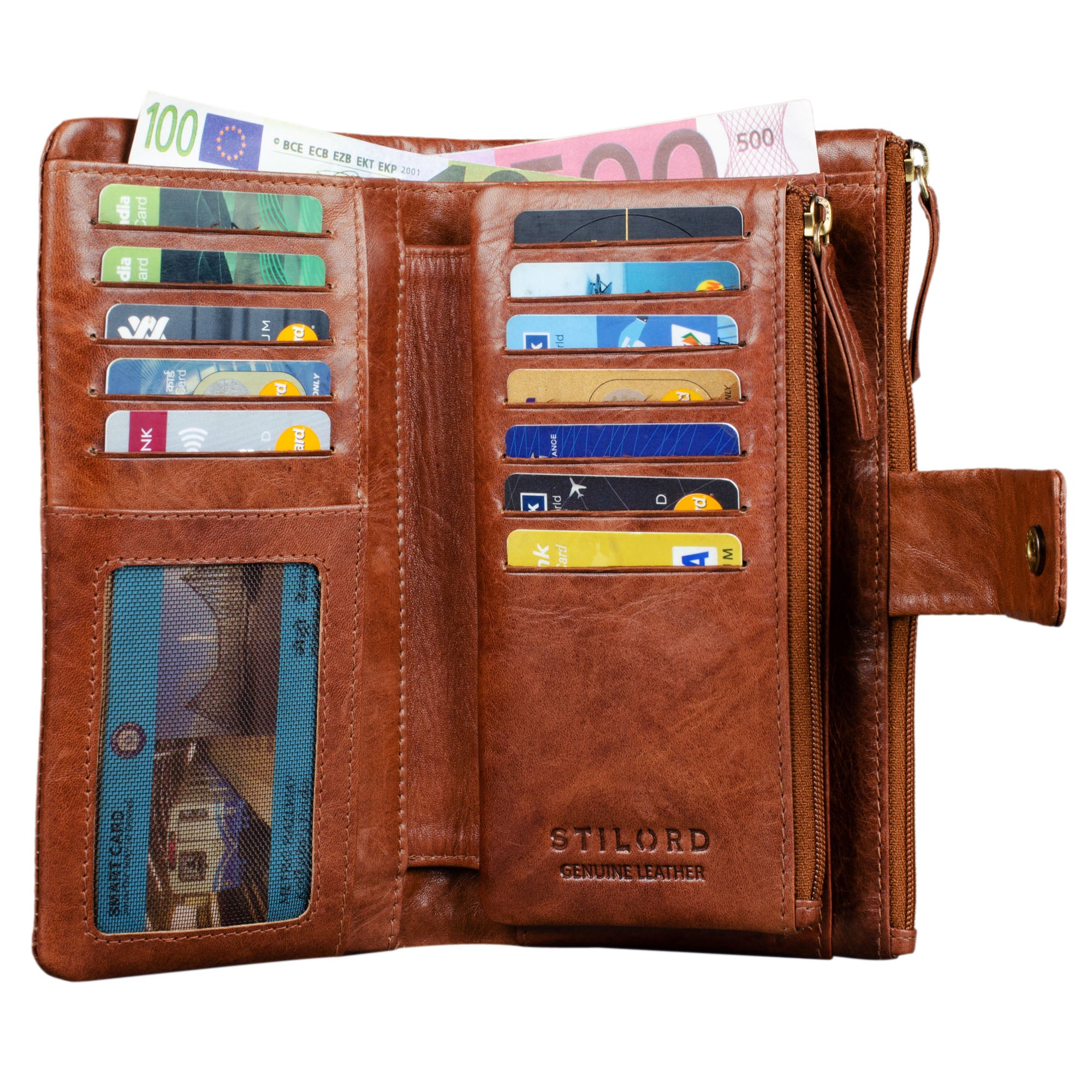 Braune Leder Brieftasche Frauen groß