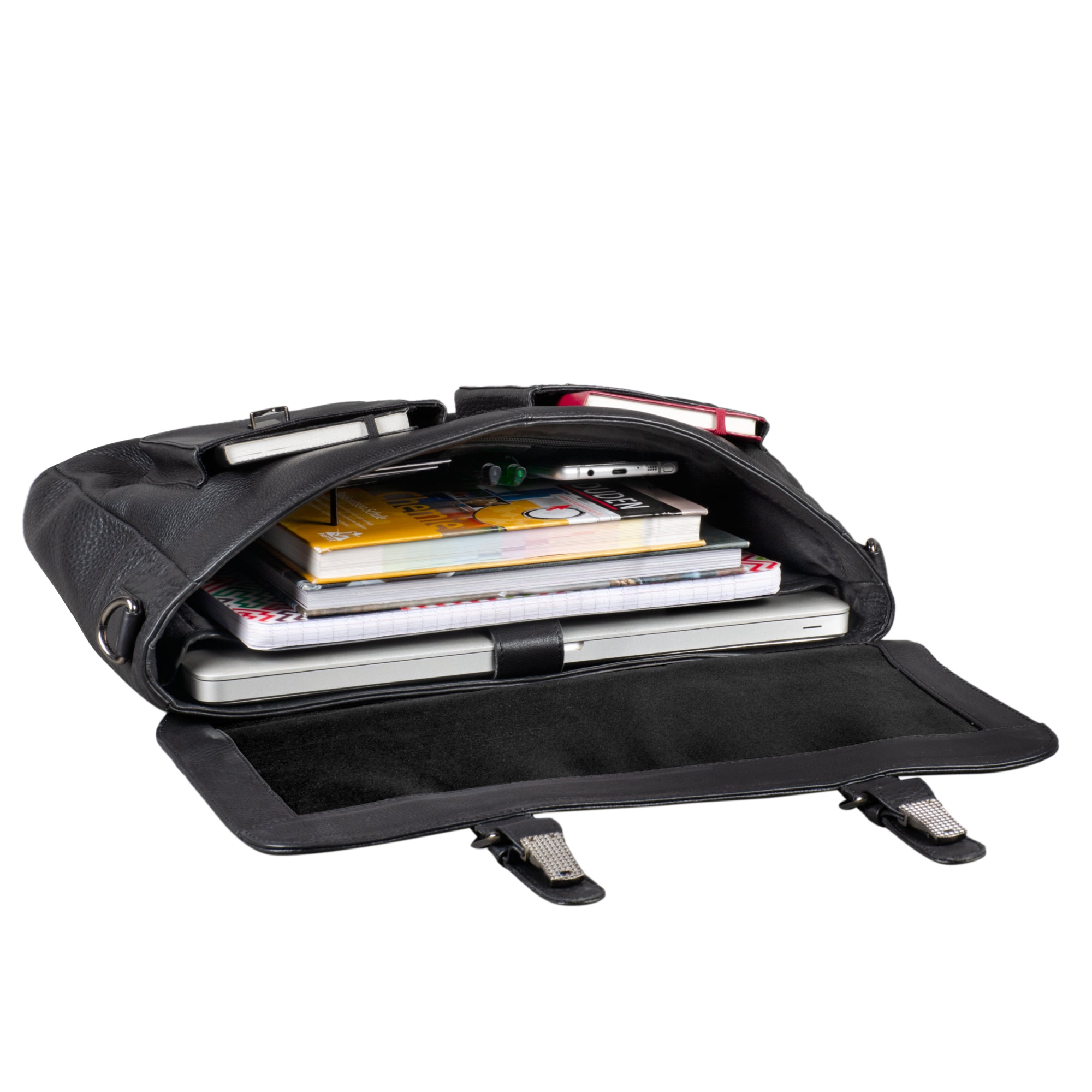 Schwarze Ledertasche für MacBook 13.3 Zoll