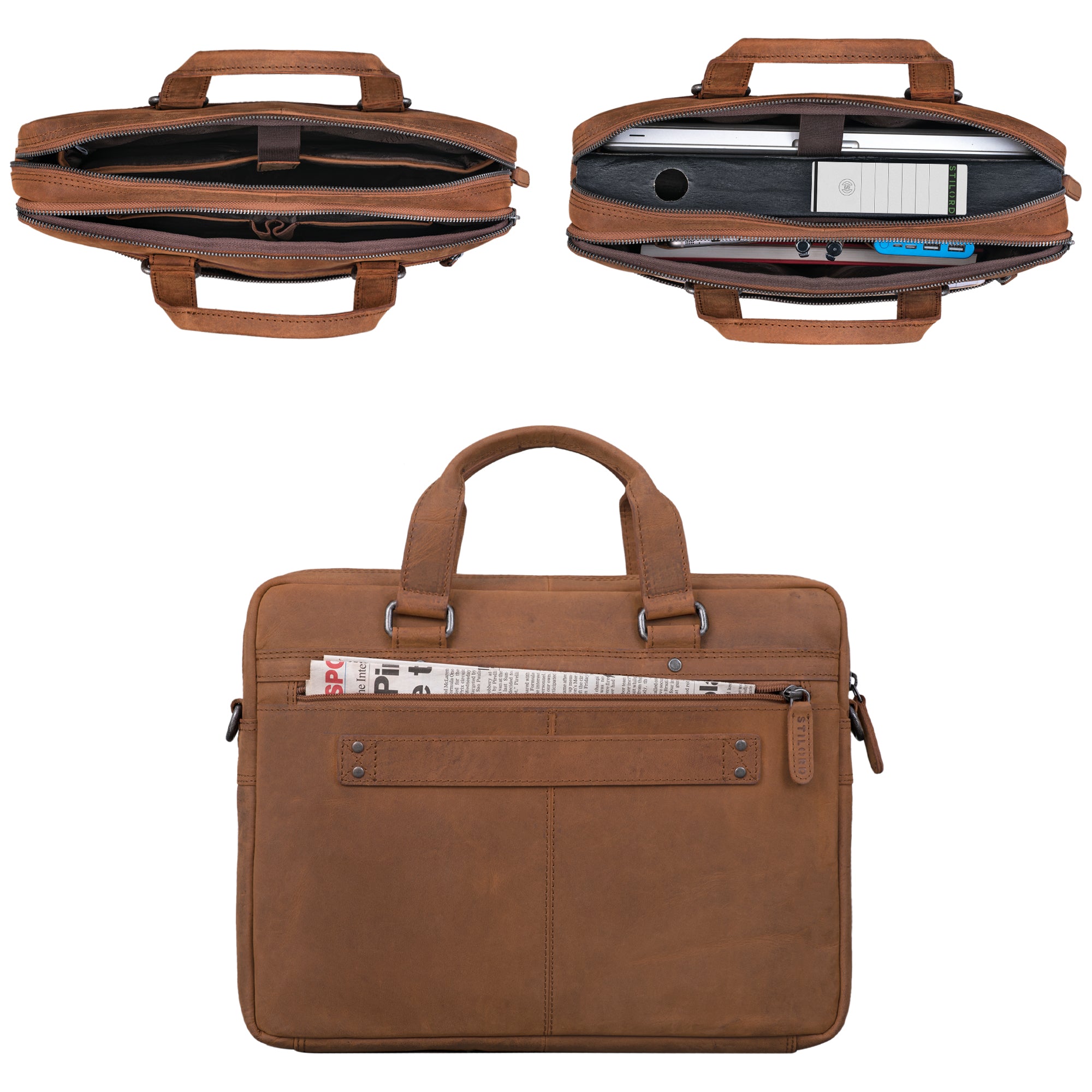 Damen Schultertasche groß Leder braun