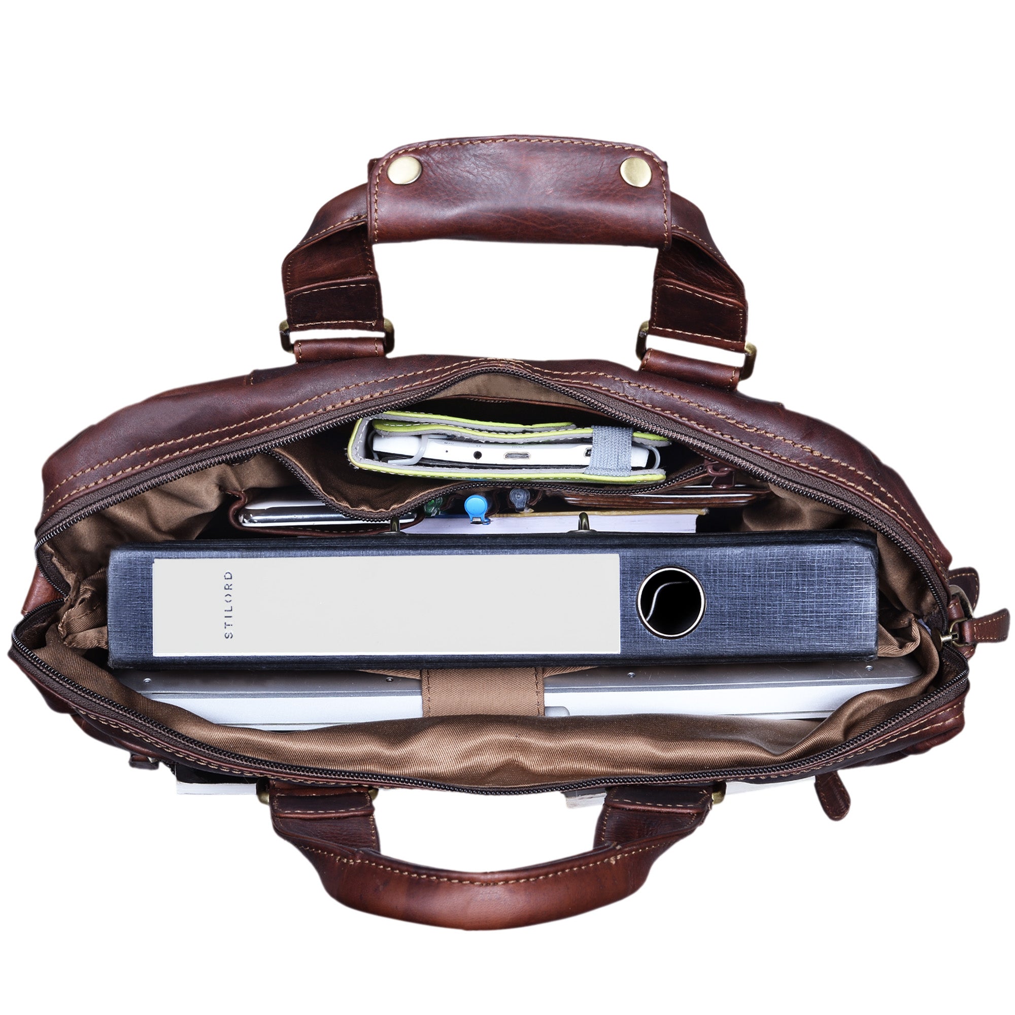Große Business Ledertasche dunkelbraun