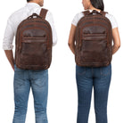 Business Rucksack Herren Laptopfach Leder braun