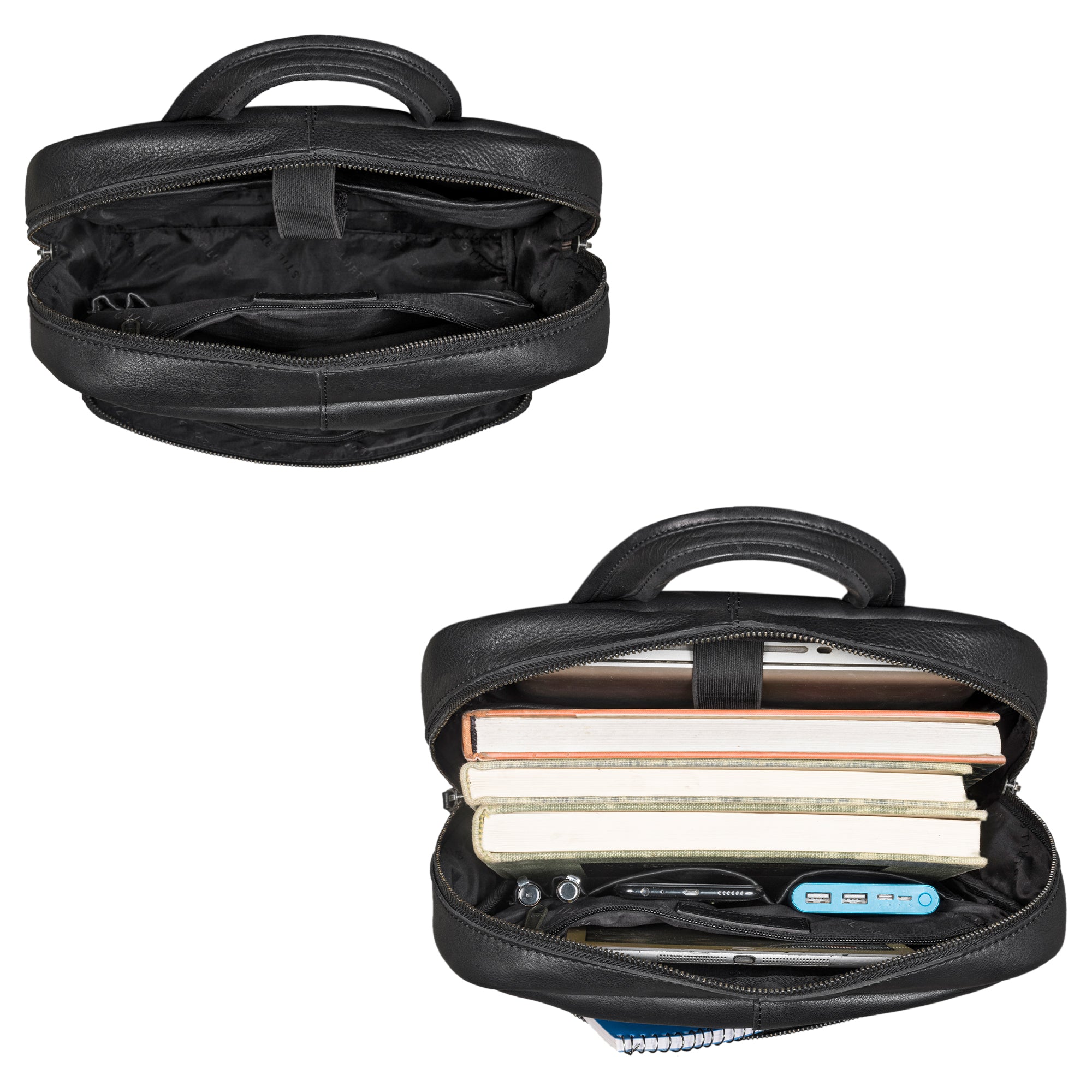 Leder Business Rucksack Herren schwarz