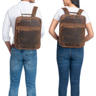 City-Rucksack Damen braunes Leder