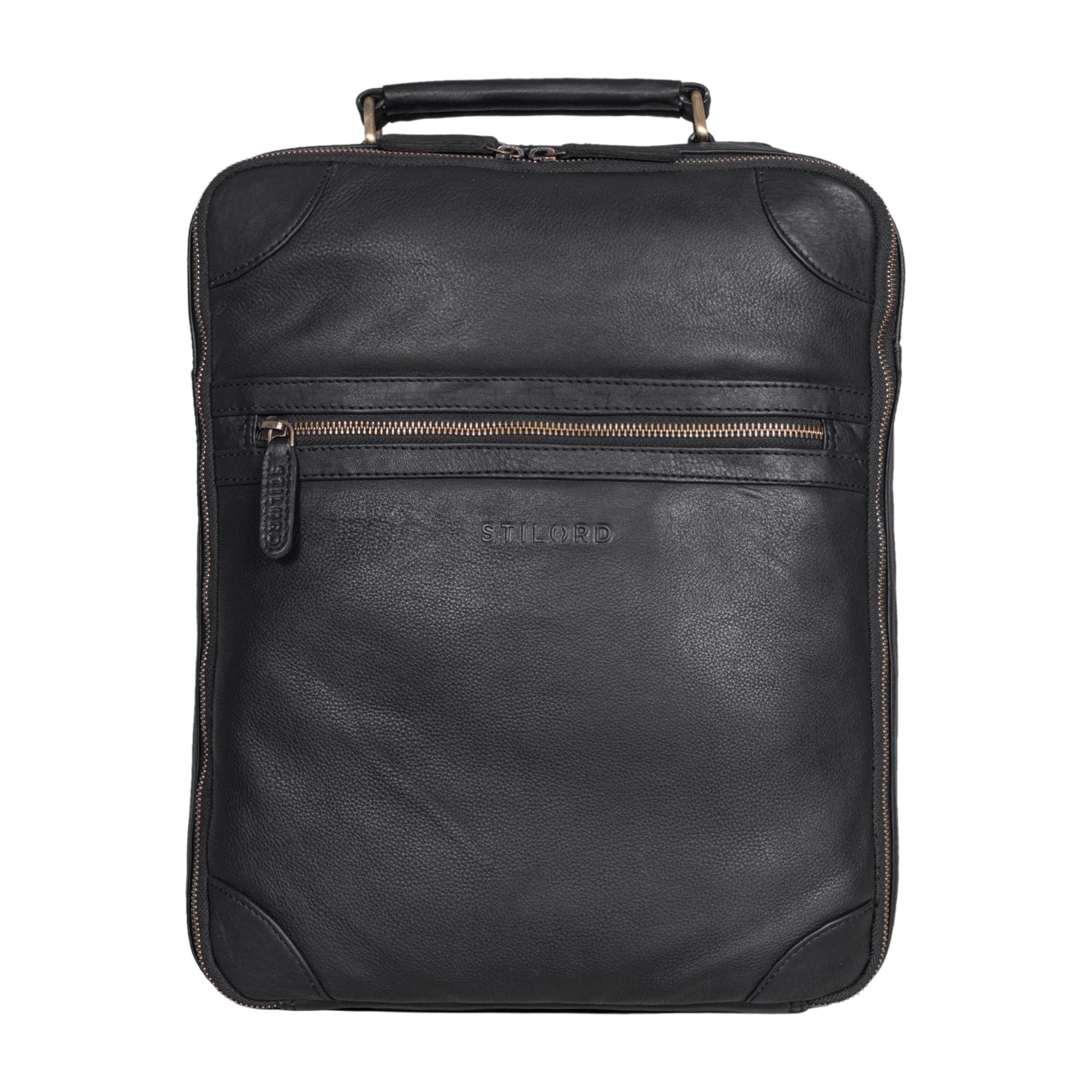 City-Rucksack Leder Damen schwarz