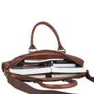 Schultertasche Herren echtes Leder braun groß