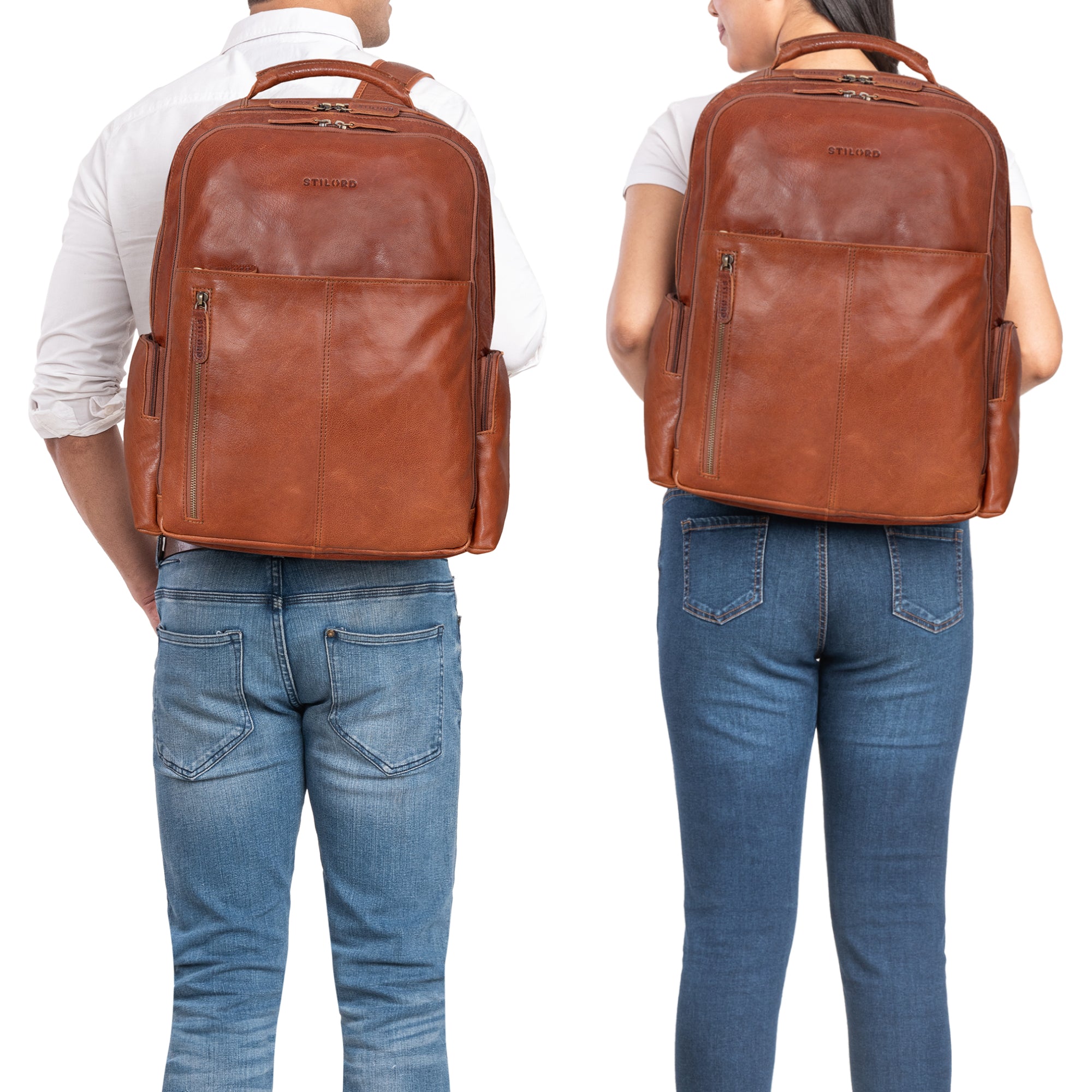 Cityrucksack Damen Leder Vintage Braun