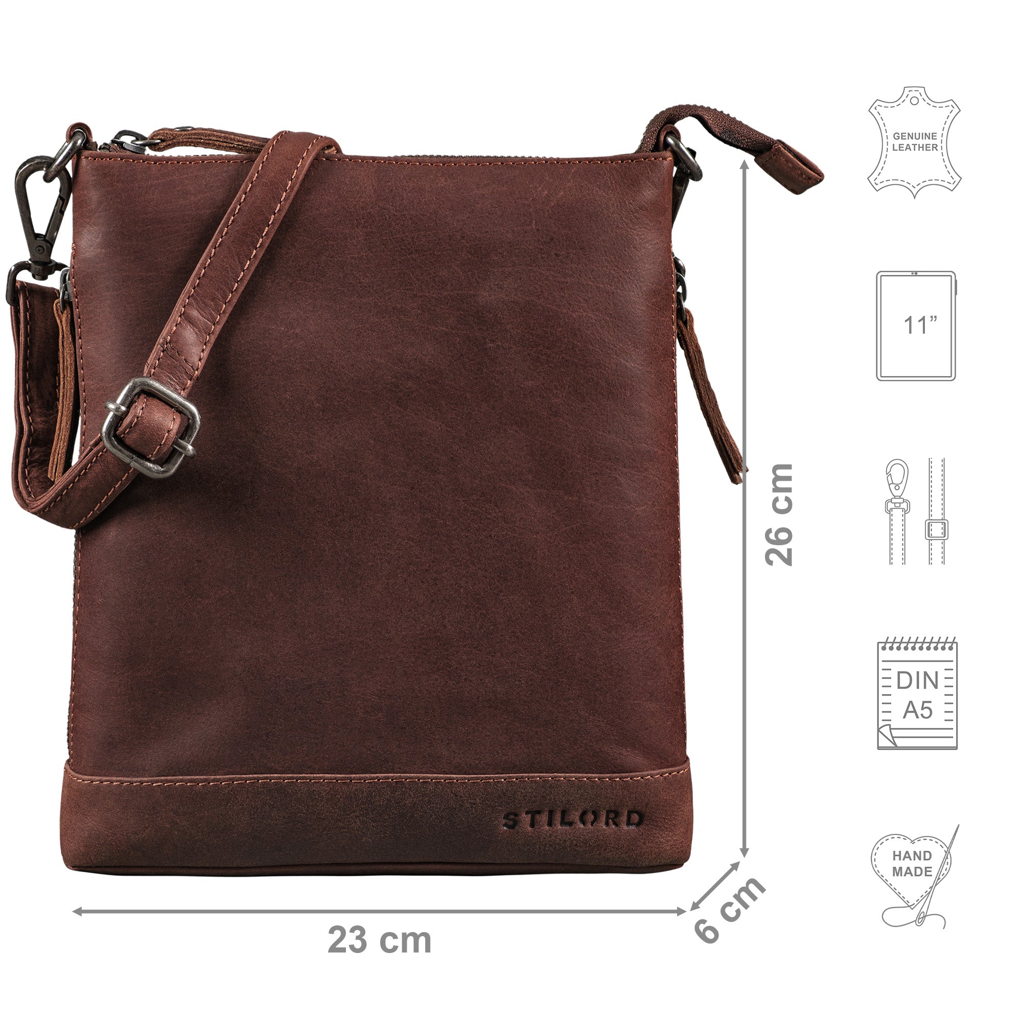 Leder Damen Handtasche klein braun