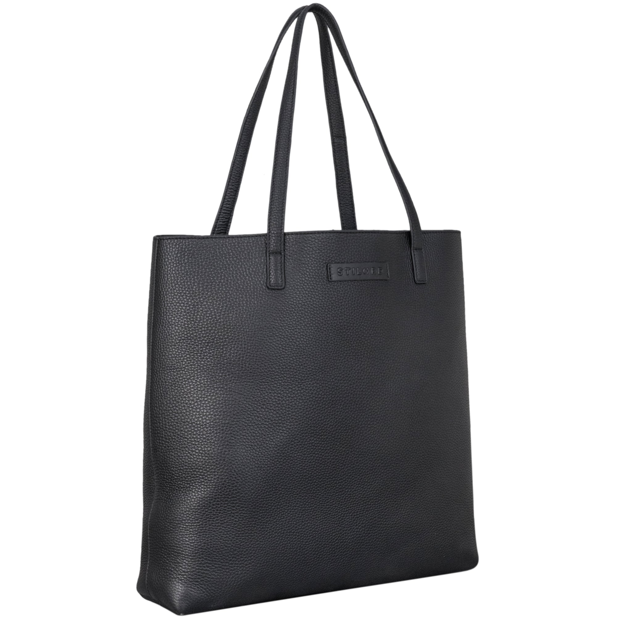 Damen Handtasche mittel Groß schwarz Glattleder