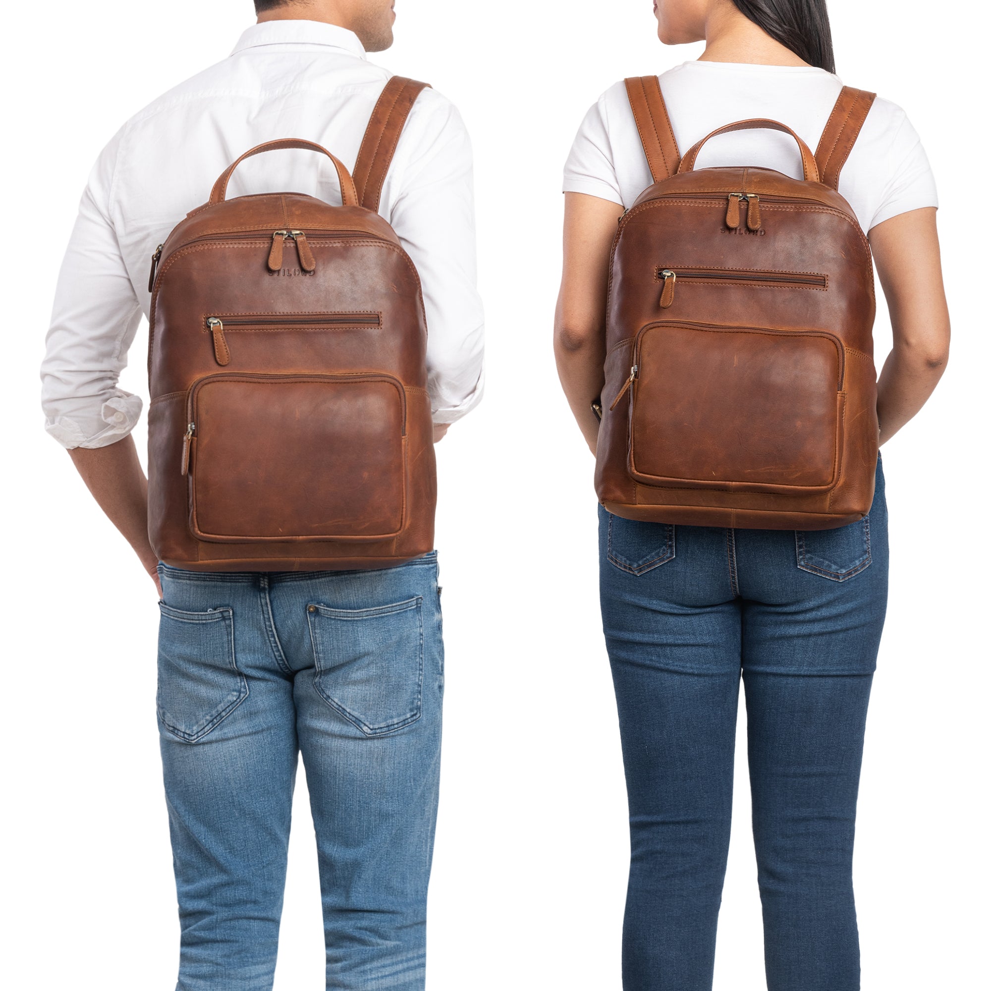Lederrucksack Damen Braun