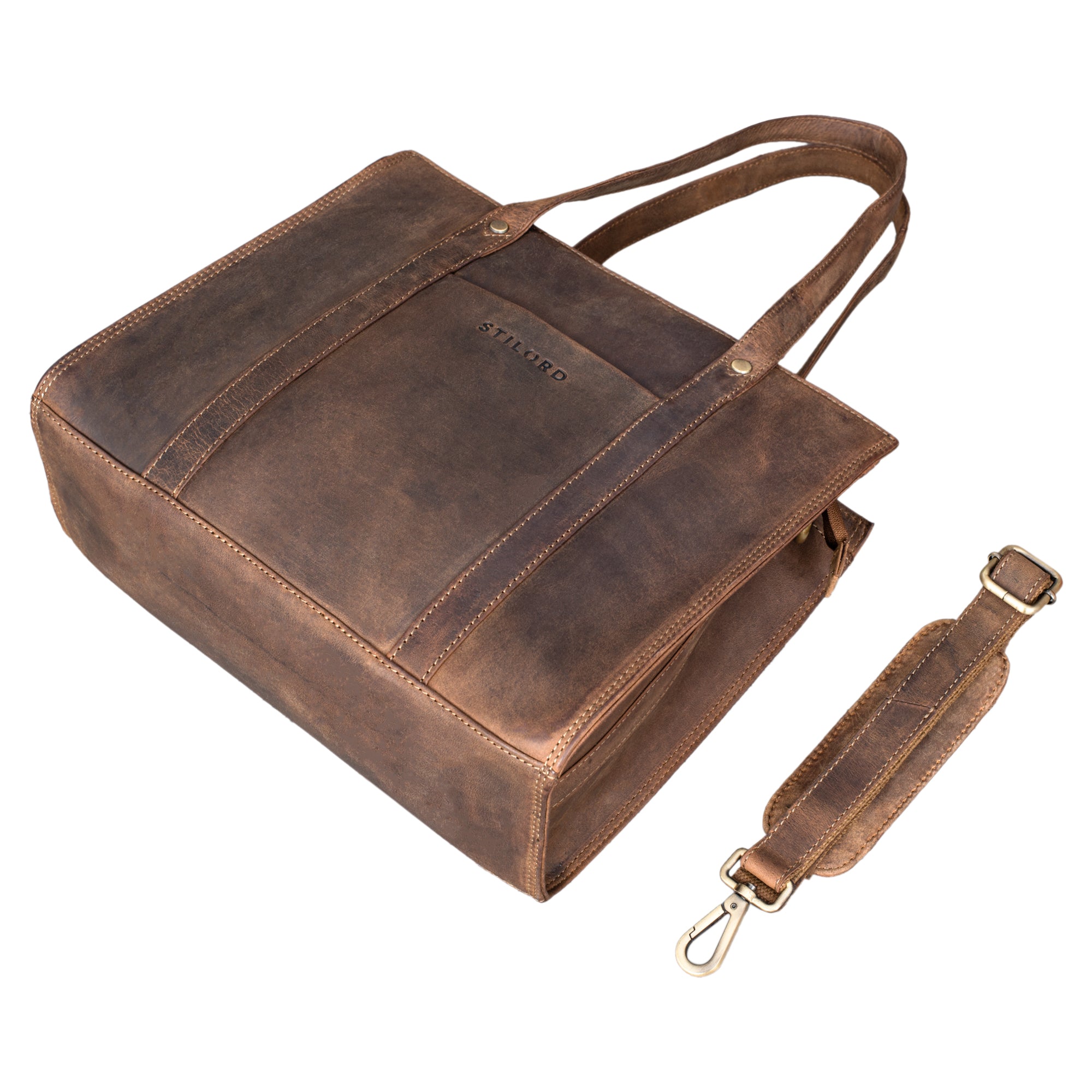 Braune Damen Schultertasche Leder