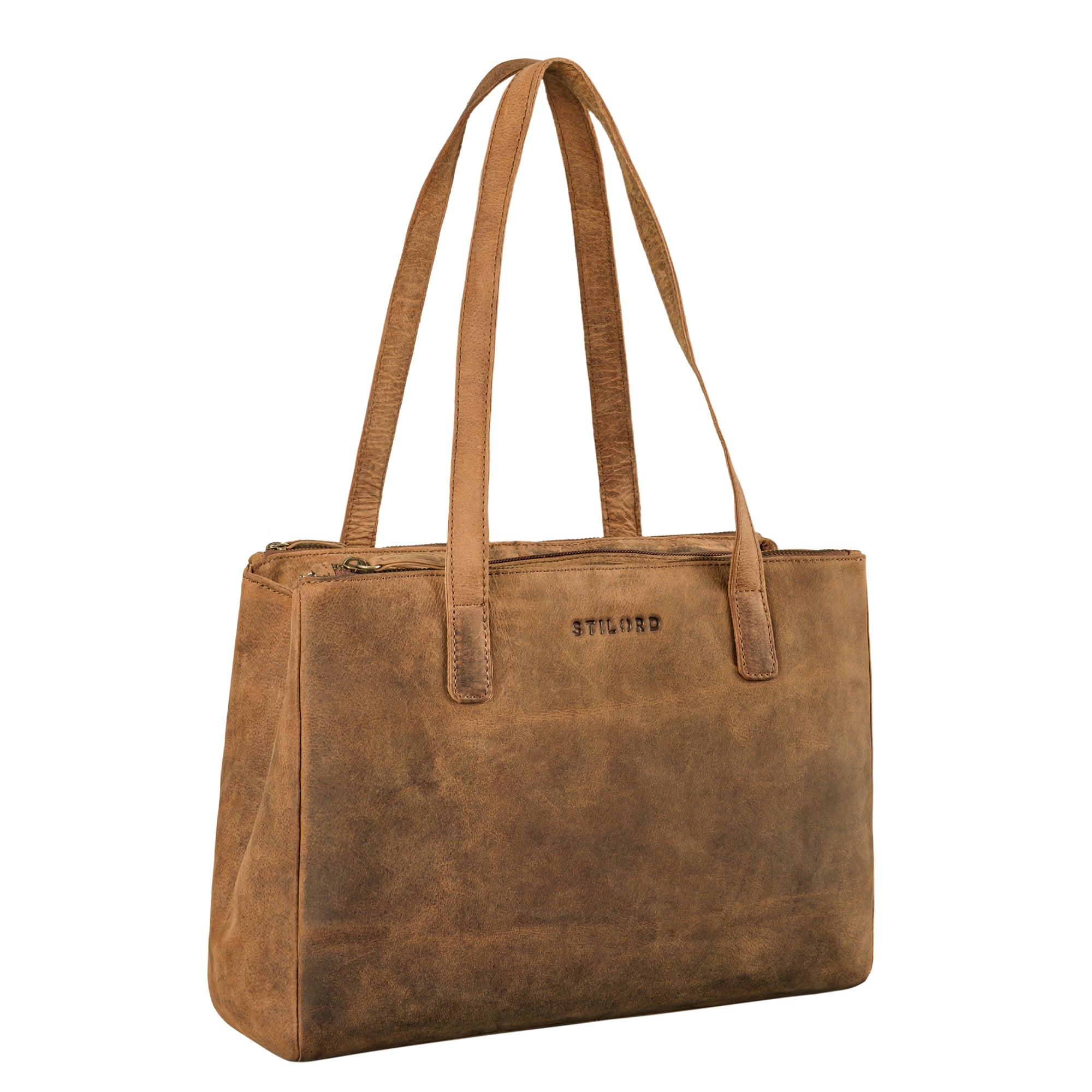 Damen Shopper aus Leder braun mittel groß