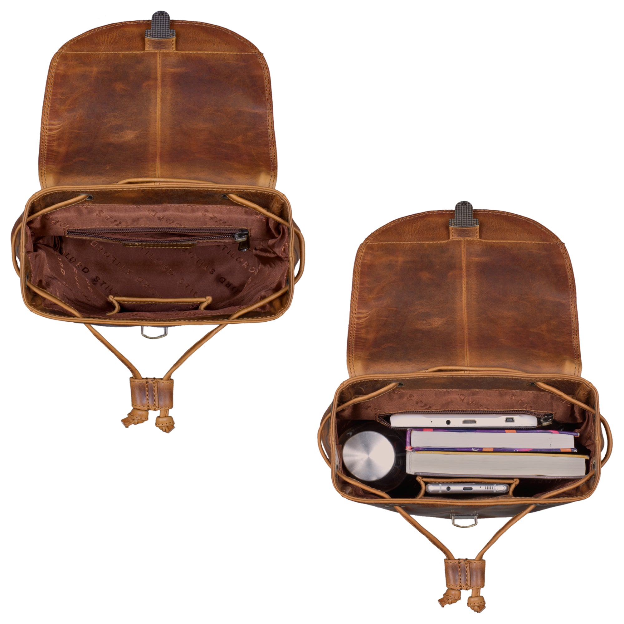 Moderner Lederrucksack Damen braun