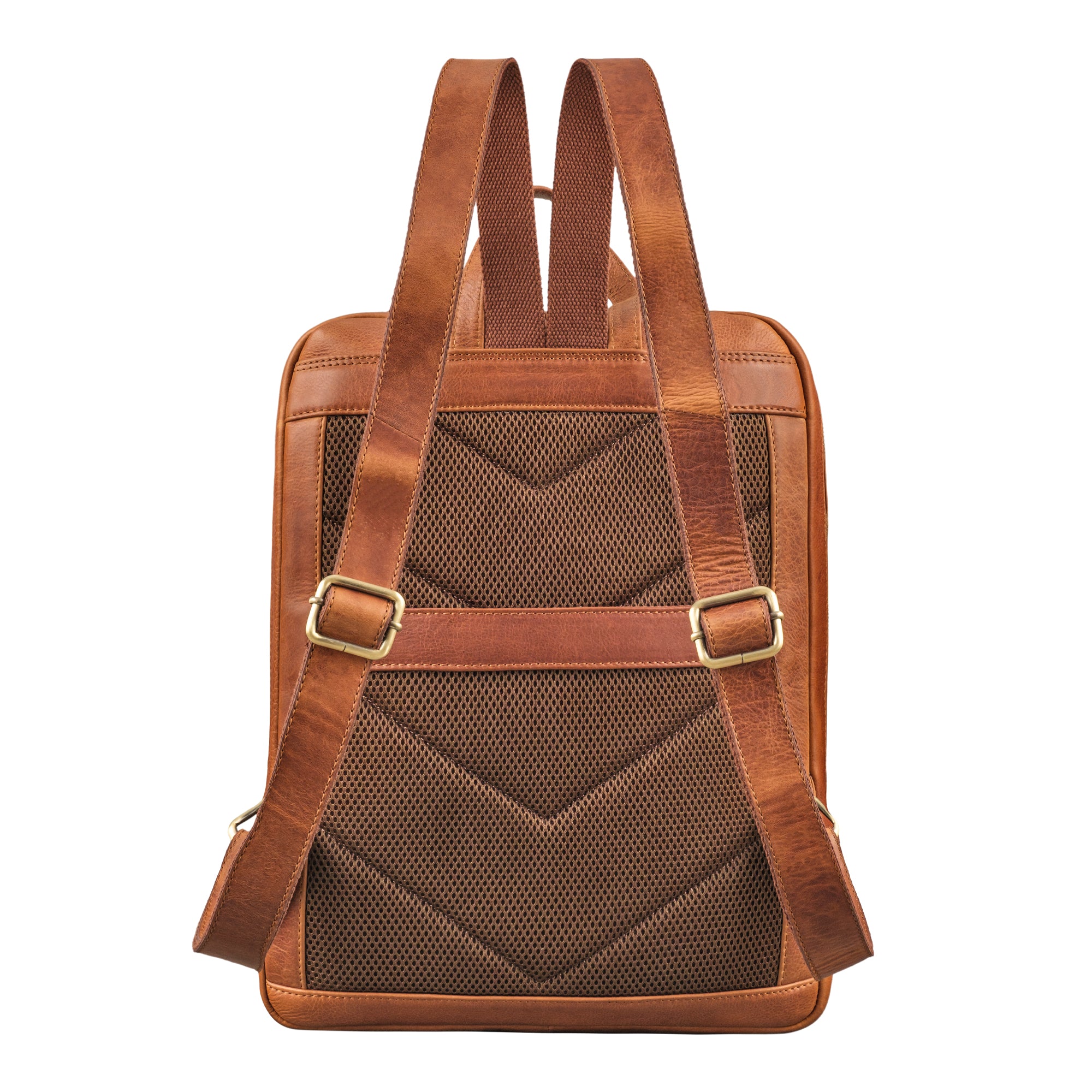 Lederrucksack cognac mit verstellbaren Schultergurten