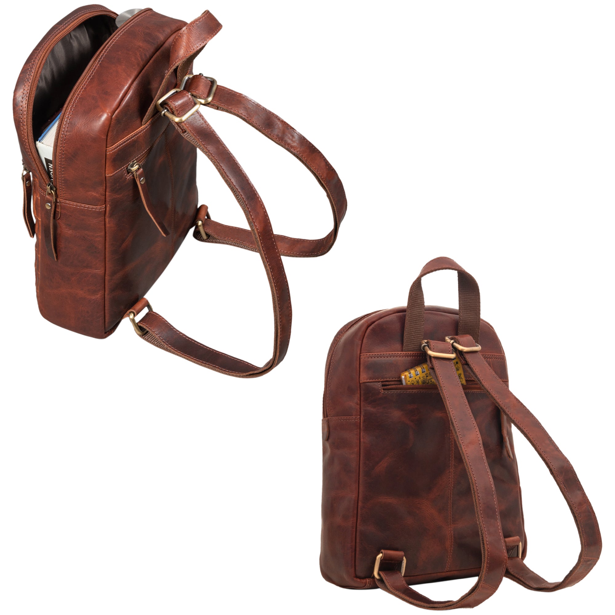 taschenrucksack leder vintage