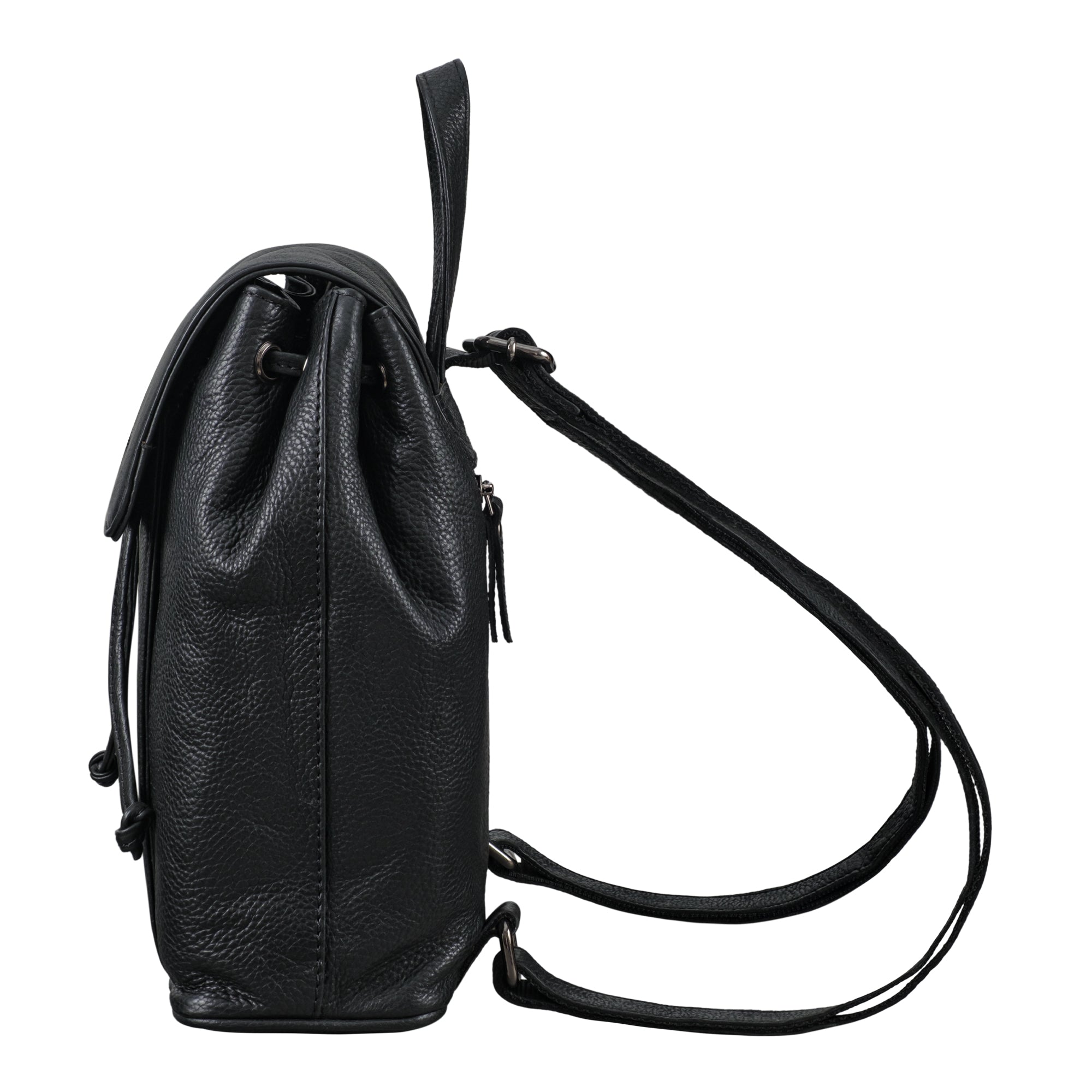 kleiner, schwarzer Rucksack aus Echtleder