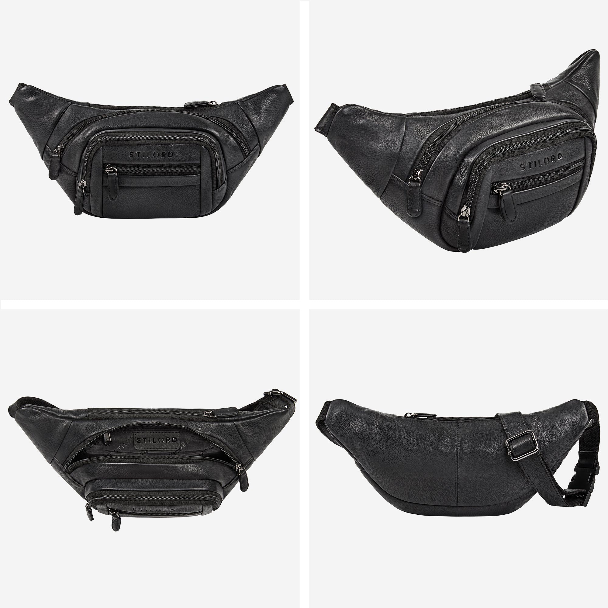 Schwarze Bauchtasche diebstahlsicher Leder schwarz Herren