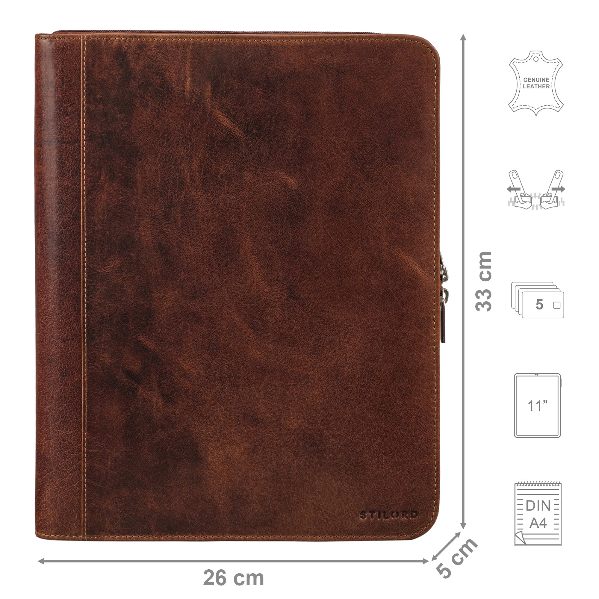 Leder Dokumentenmappe cognac