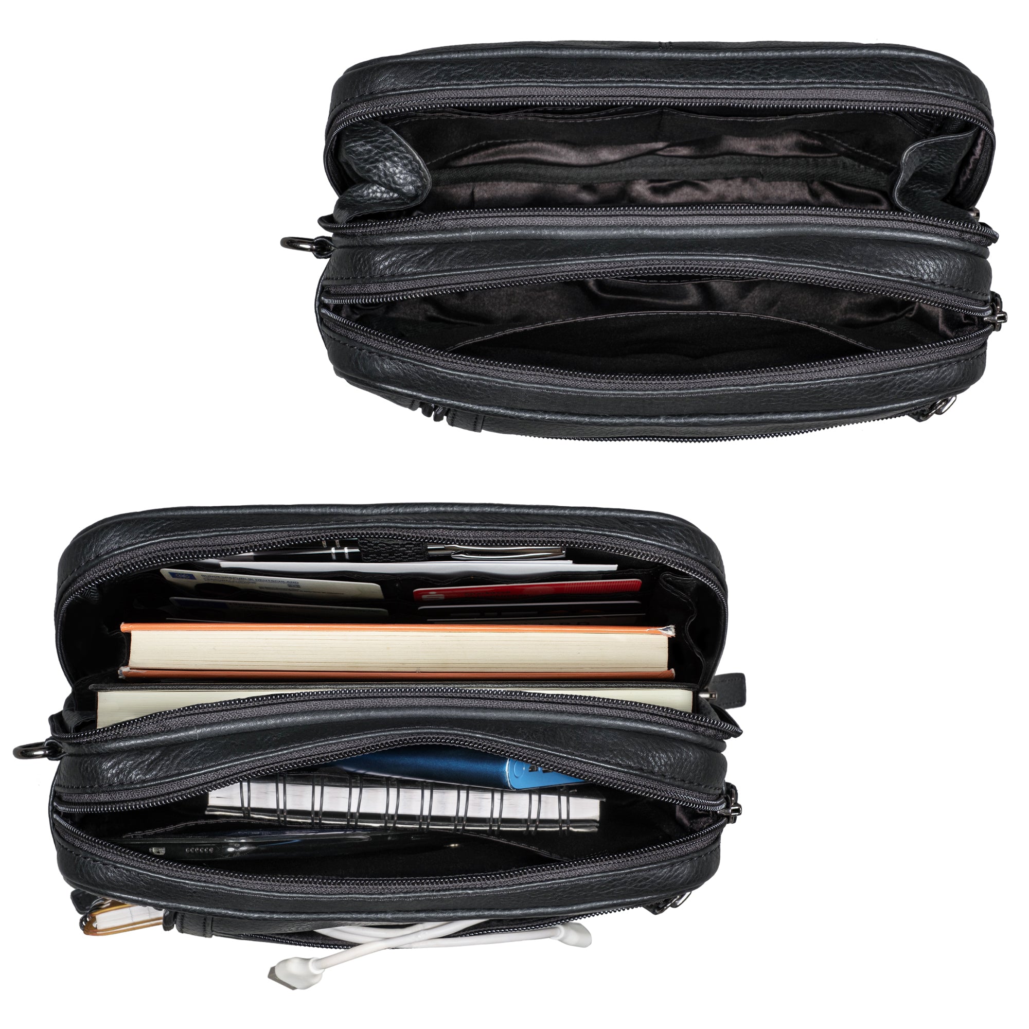 Echtleder Hangelenktasche in schwarz
