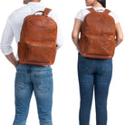 Herren Cityrucksack Leder cognac braun Groß