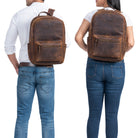 Damen und Herren Laptoprucksack Mittelgroß Leder dunkelbraun