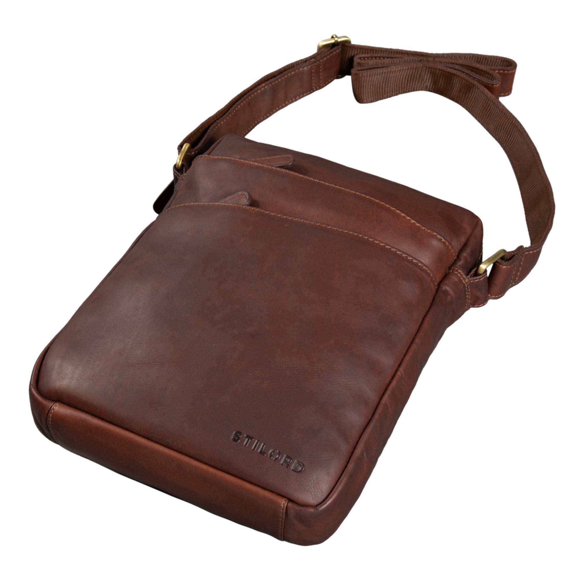 Echtleder Tasche braun mit Schultergurt