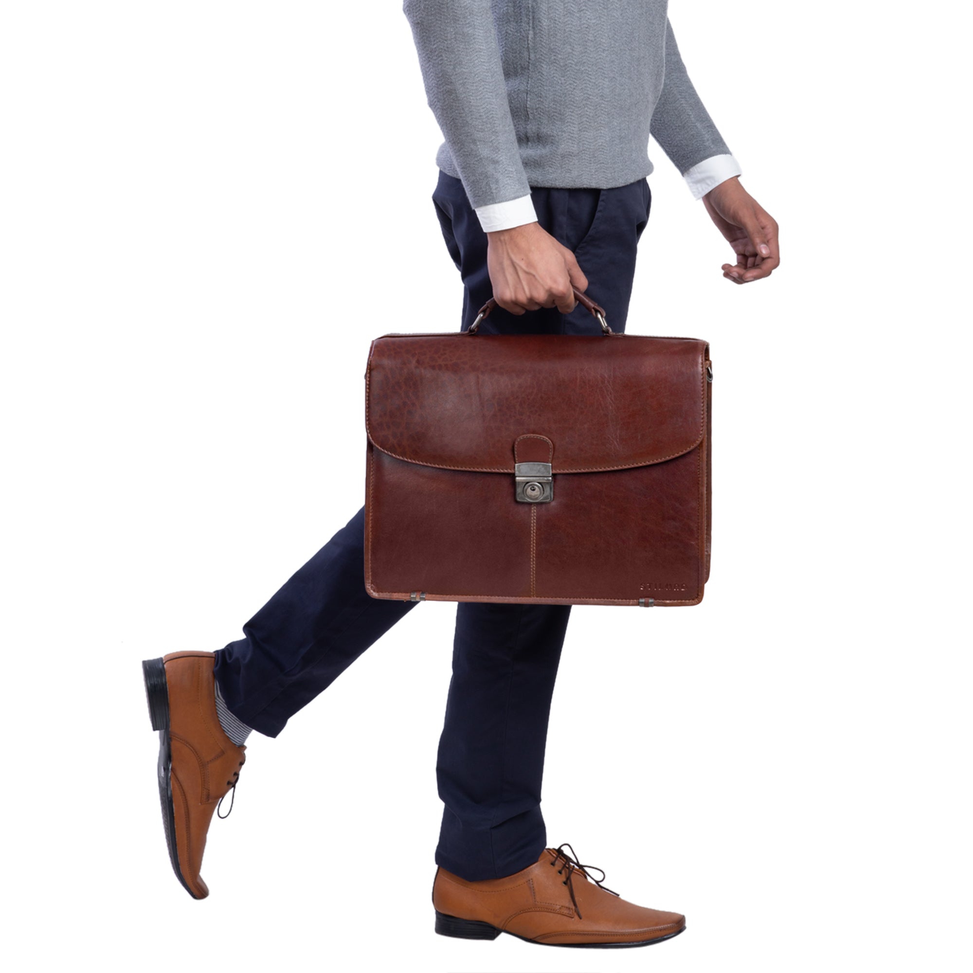 Klassische Bürotasche Herren Leder braun