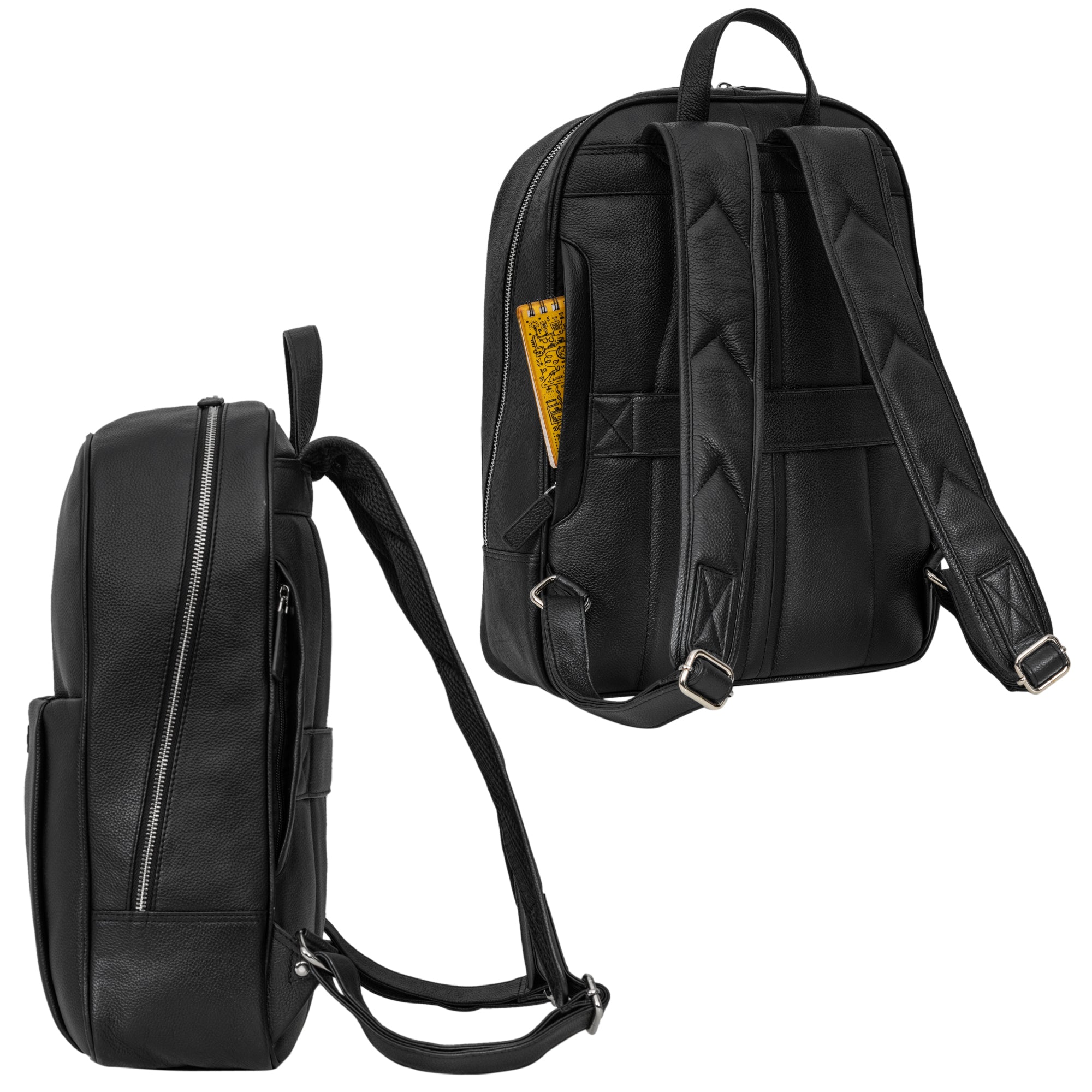 Herren Echtleder Rucksack schwarz