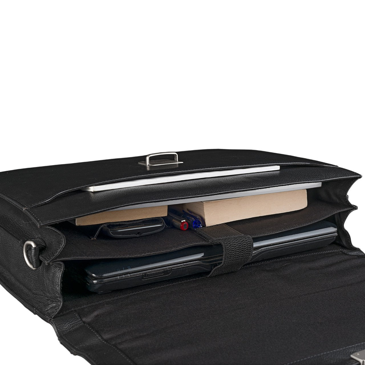 Elegante Ledertasche für die Arbeit Uni Büro Laptoptasche schwarz