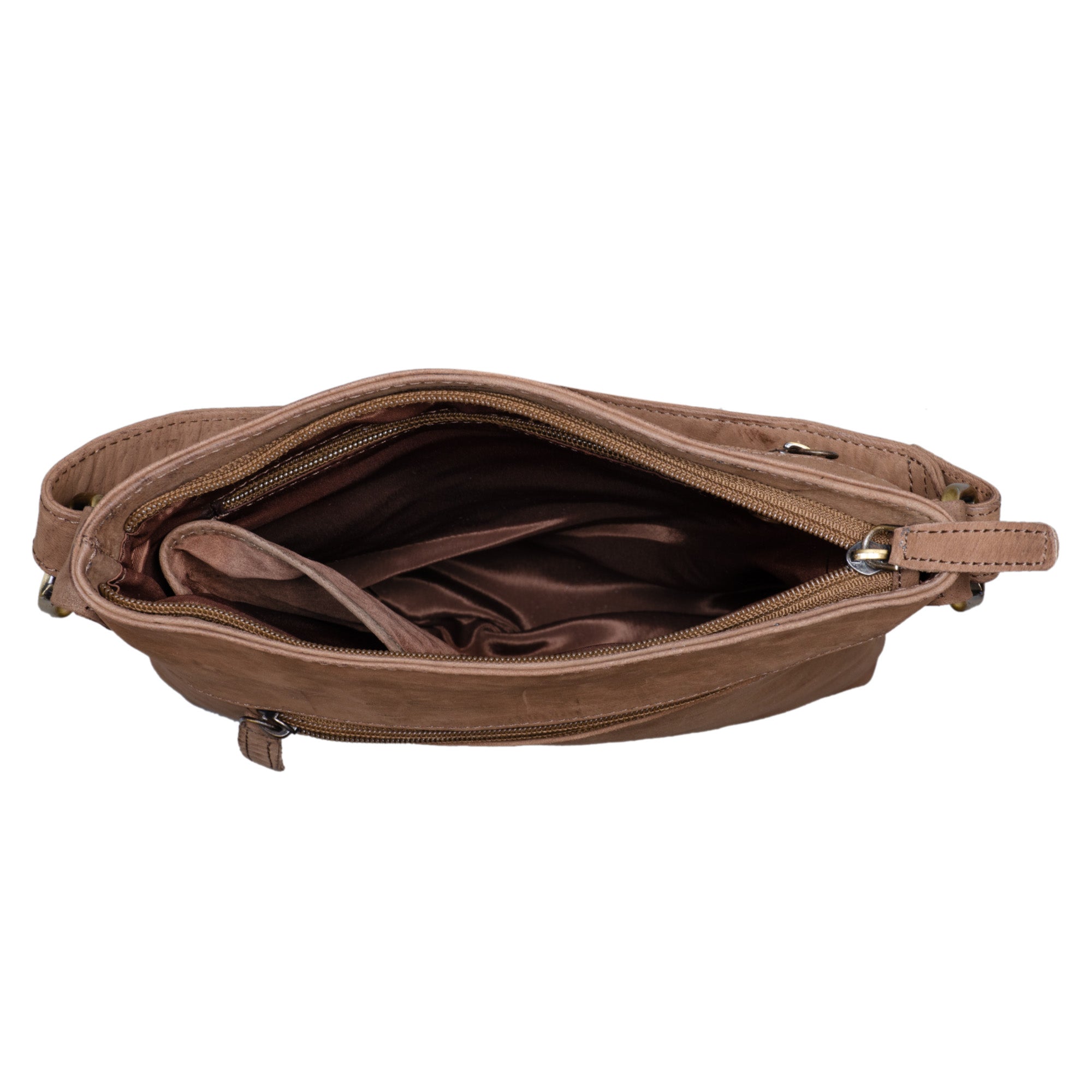 Schultertasche Leder braun
