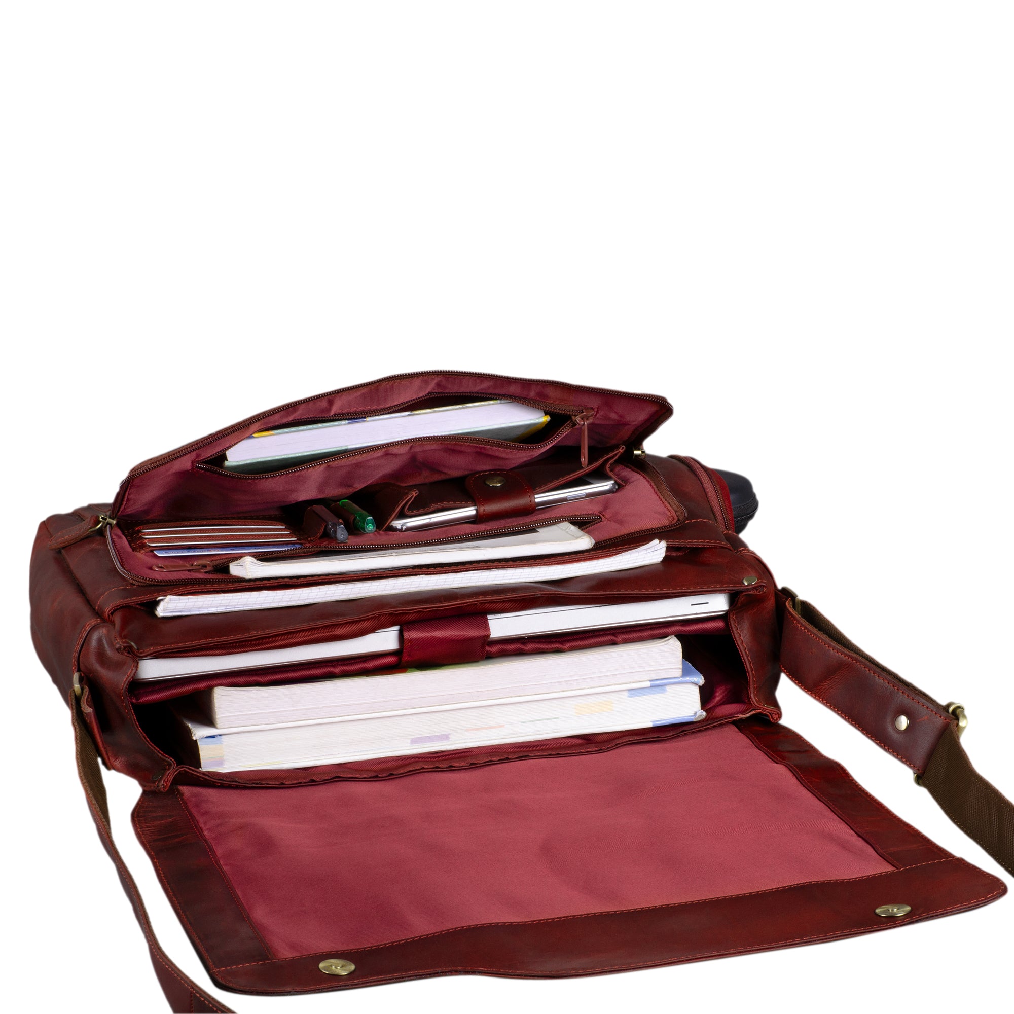 Laptoptasche 15.6 Zoll Leder rot