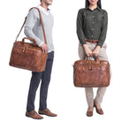 Lehrertasche mit Griff Echtleder Cognac